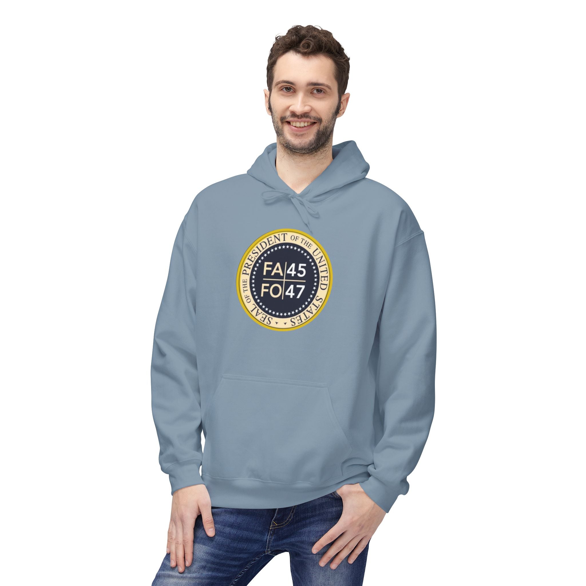 FA45 FO47 Trump Seal Hoodie | Political Satire Presidential Seal