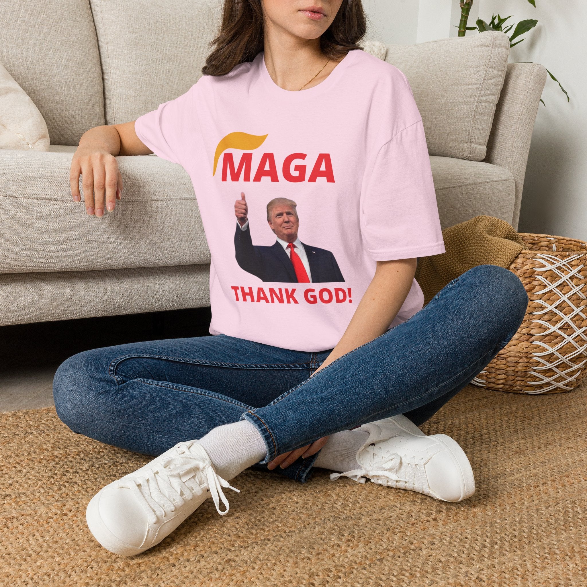MAGA Thumbs-Up T-Shirt — "THANK GOD!" Political Statement Tee