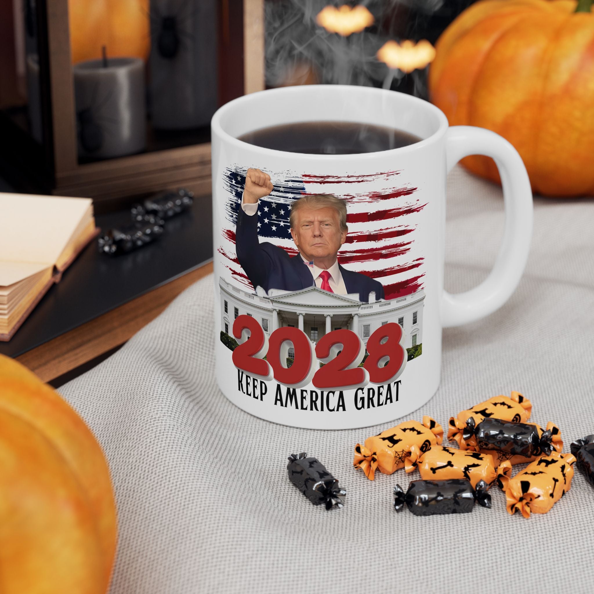 2028 Keep America Great Mug — Patriotic White Ceramic Coffee Cup (11oz, 15oz)