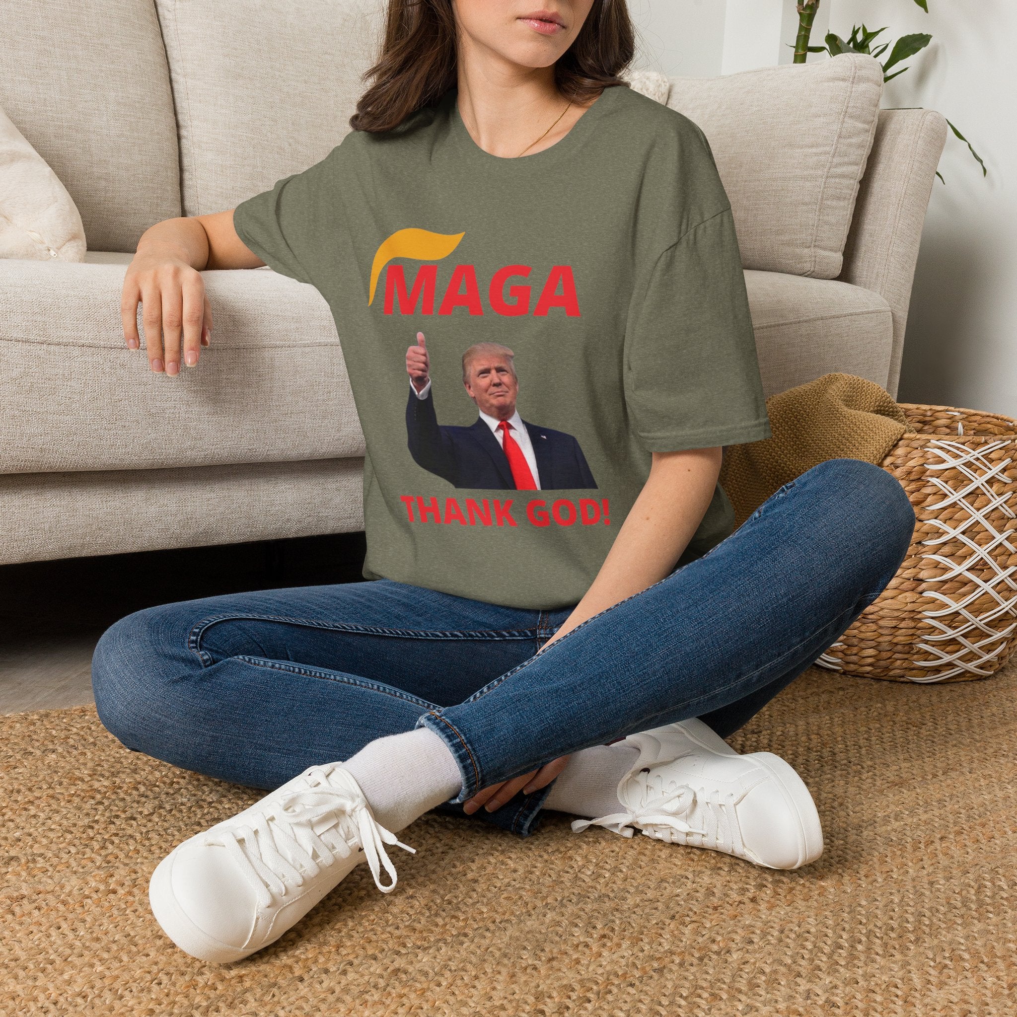 MAGA Thumbs-Up T-Shirt — "THANK GOD!" Political Statement Tee