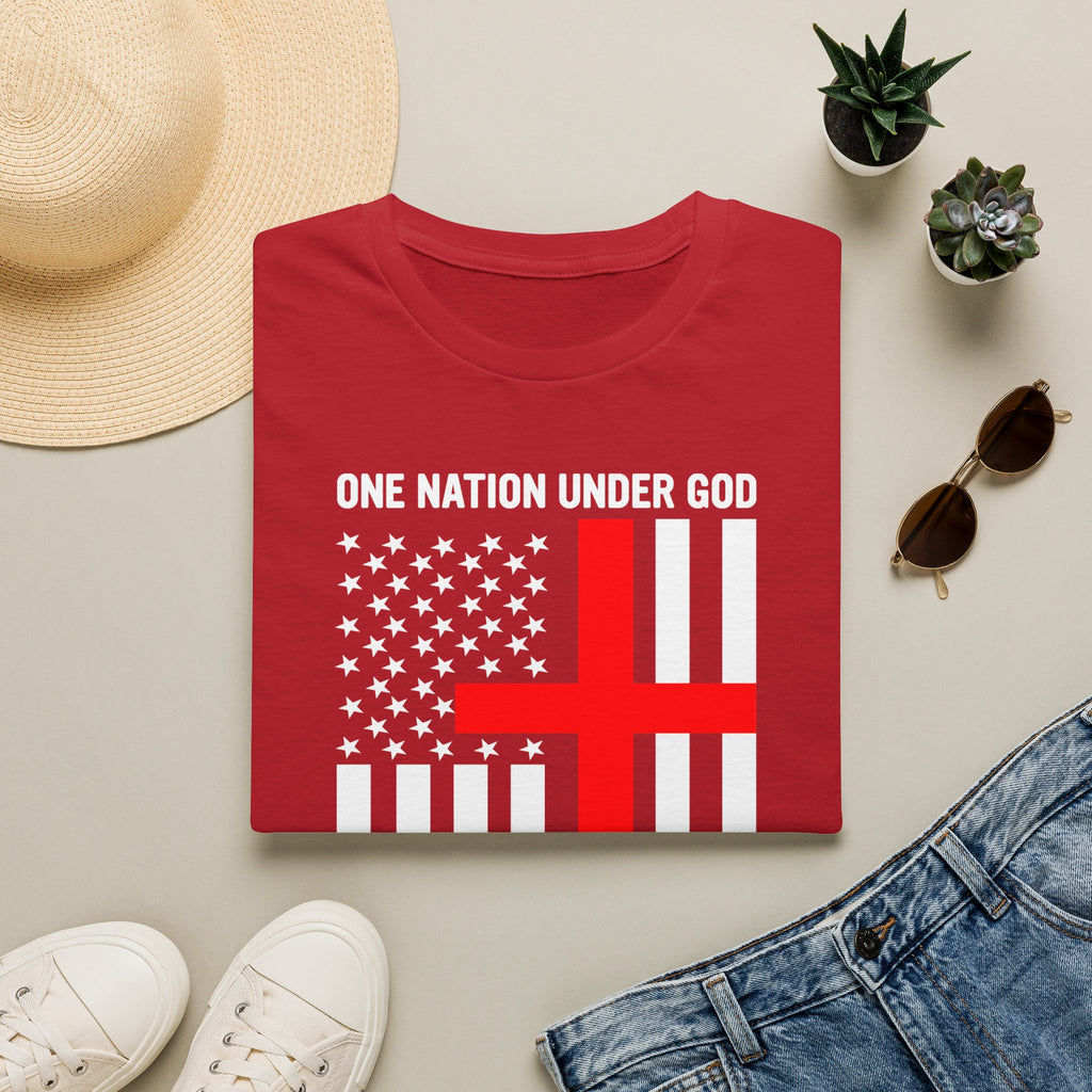 Christian Faith Mens Womans Softstyle T-Shirt | One Nation Under God | American Flag Tee | Religious Apparel | Inspirational Gift