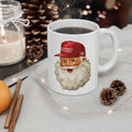 Santa Face MAGA Christmas Hat Mug | Ceramic Coffee Cup 11oz 15oz