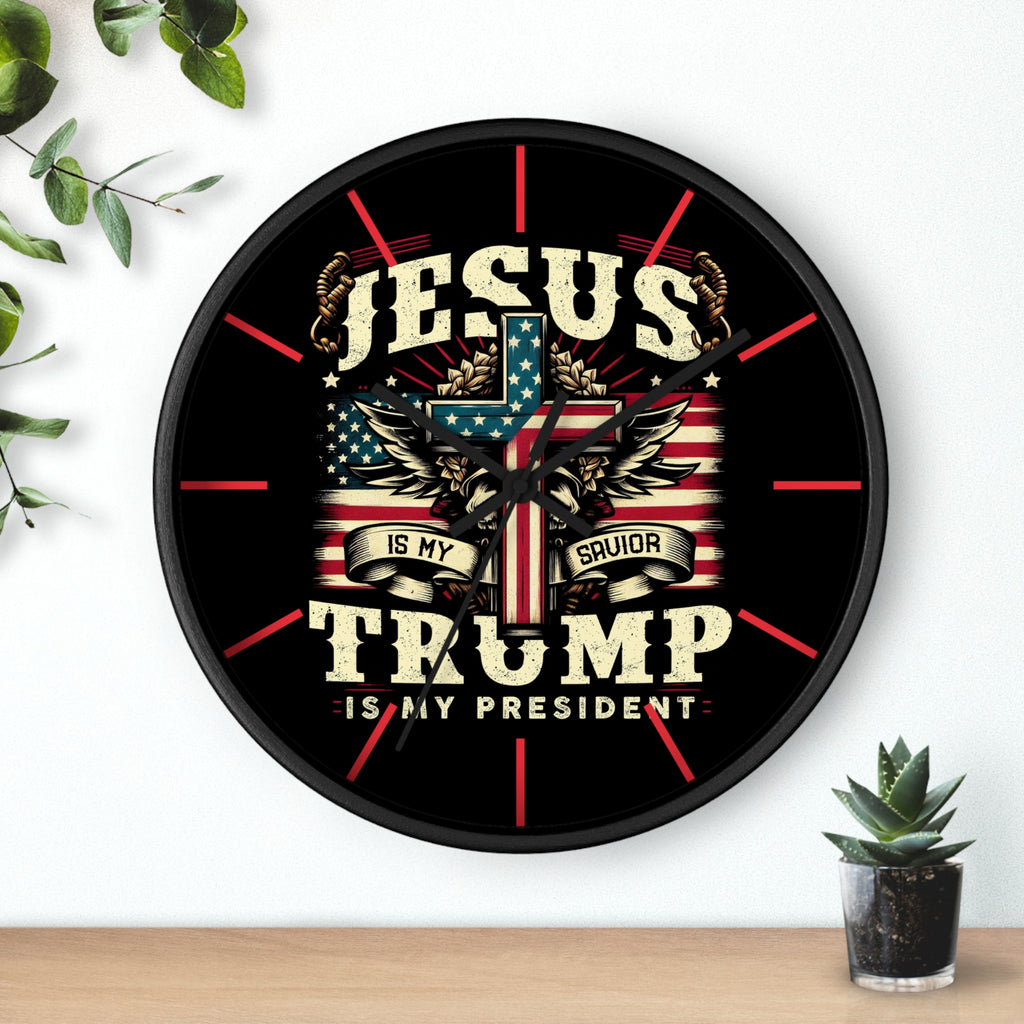 Jesus is My Savior Trump is My President Wall Clock | Patriotic Christian Decor