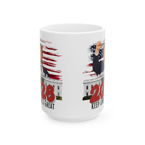 2028 Keep America Great Mug | Patriotic Flag White House Illustration #Trump