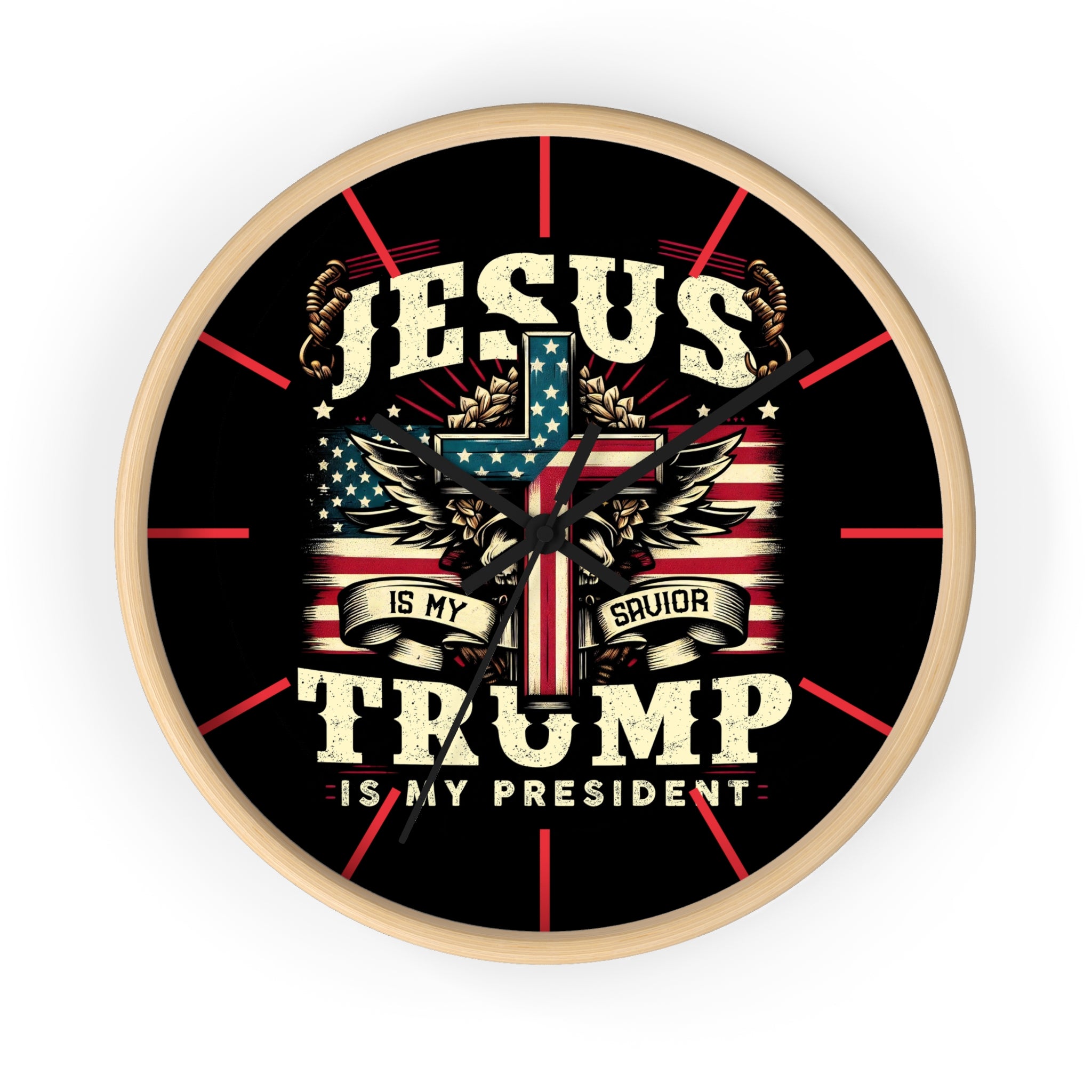 Jesus is My Savior Trump is My President Wall Clock | Patriotic Christian Decor
