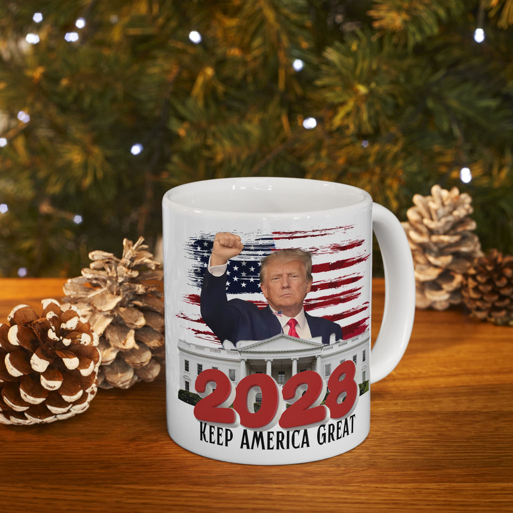 2028 Keep America Great Mug — Patriotic White Ceramic Coffee Cup (11oz, 15oz)