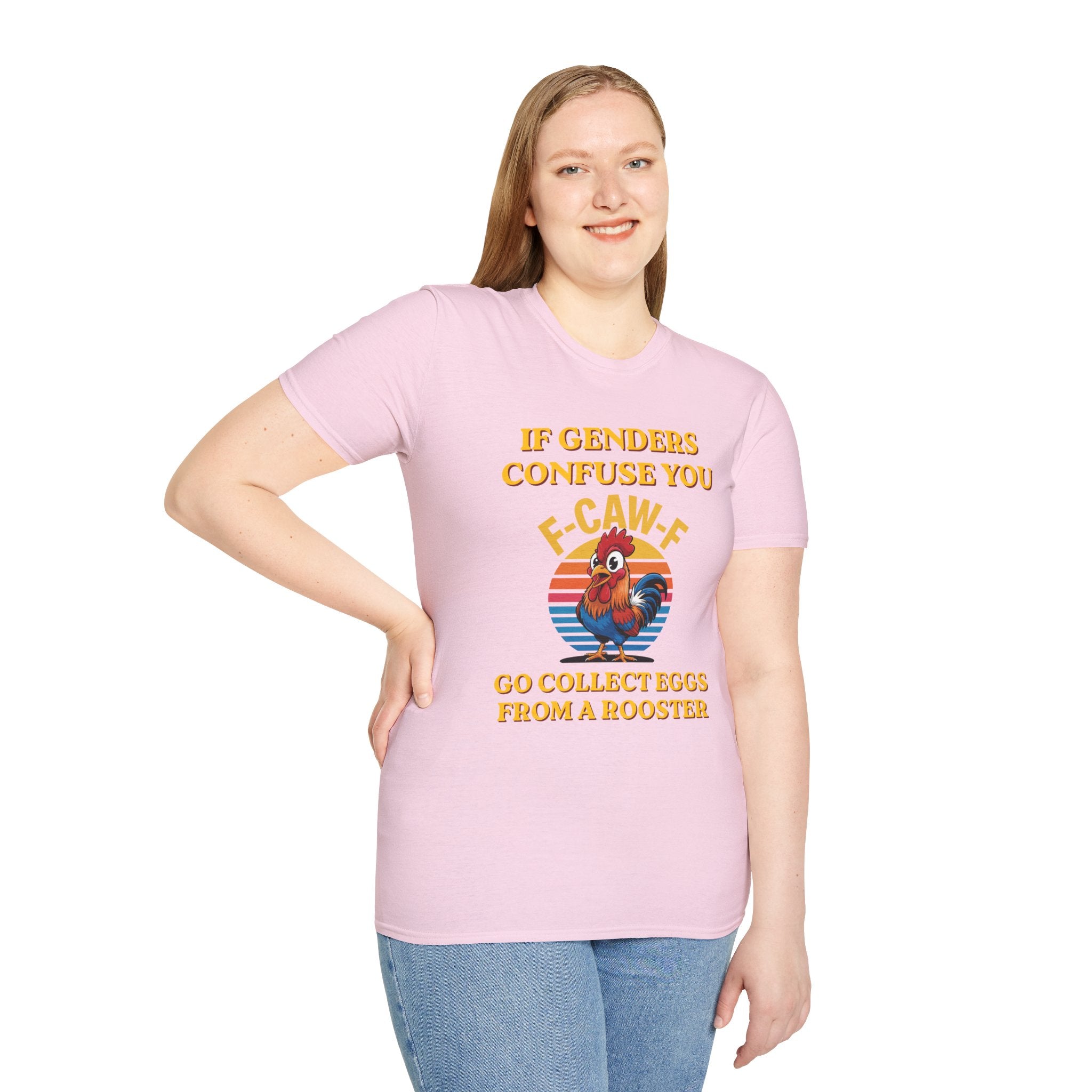 If Genders Confuse You T-Shirt — Funny Rooster "F‑Caw‑F" Graphic Tee