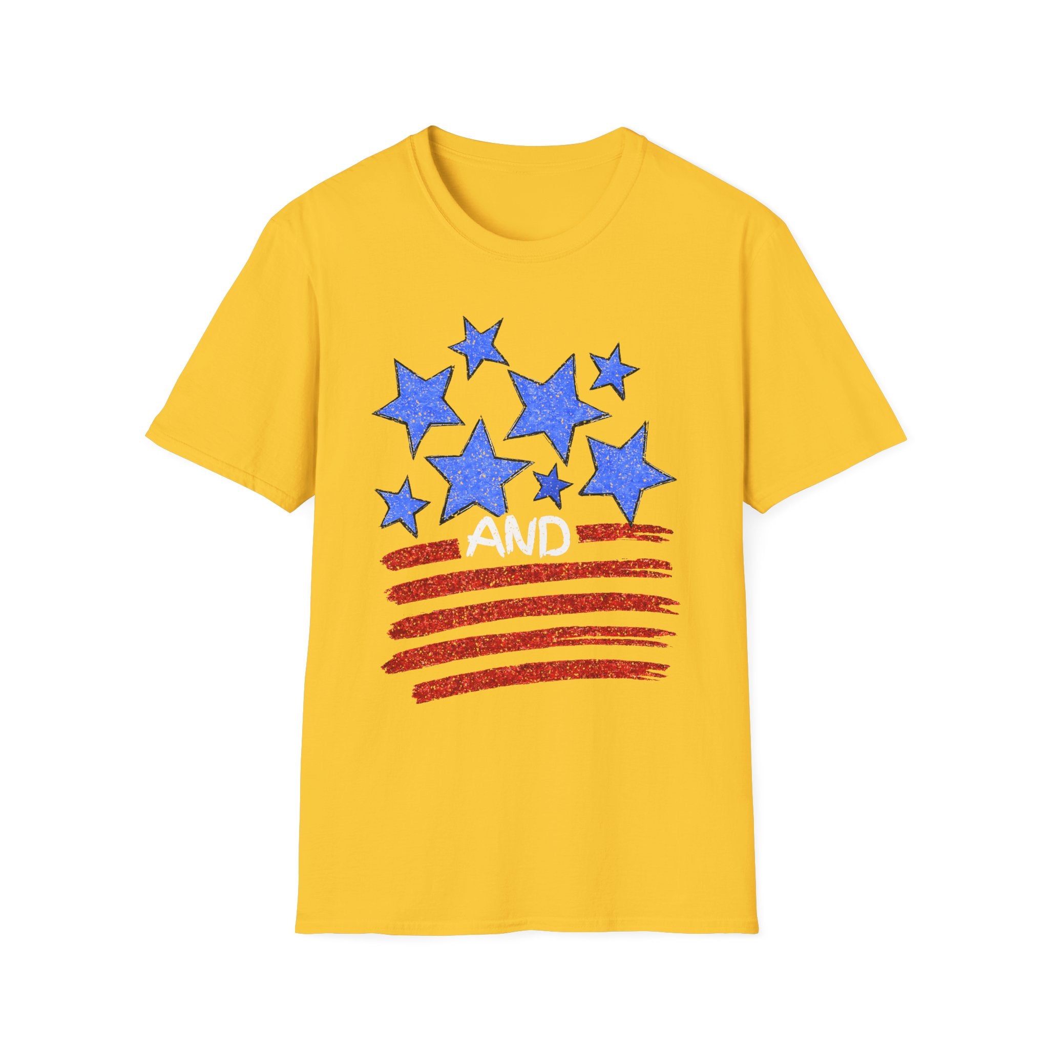 Patriotic Blue Stars Red Strips Graphic Tee (Fourth of July, Americana) T-Shirt