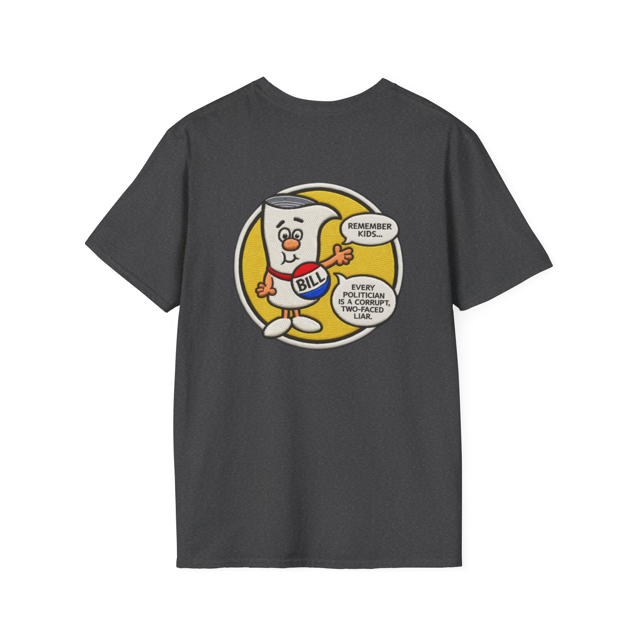 Im a Just a Bill on Capital Hill Cartoon Scroll Character T-Shirt | All Politicians are Liars Political Satire, Retro Comic Style