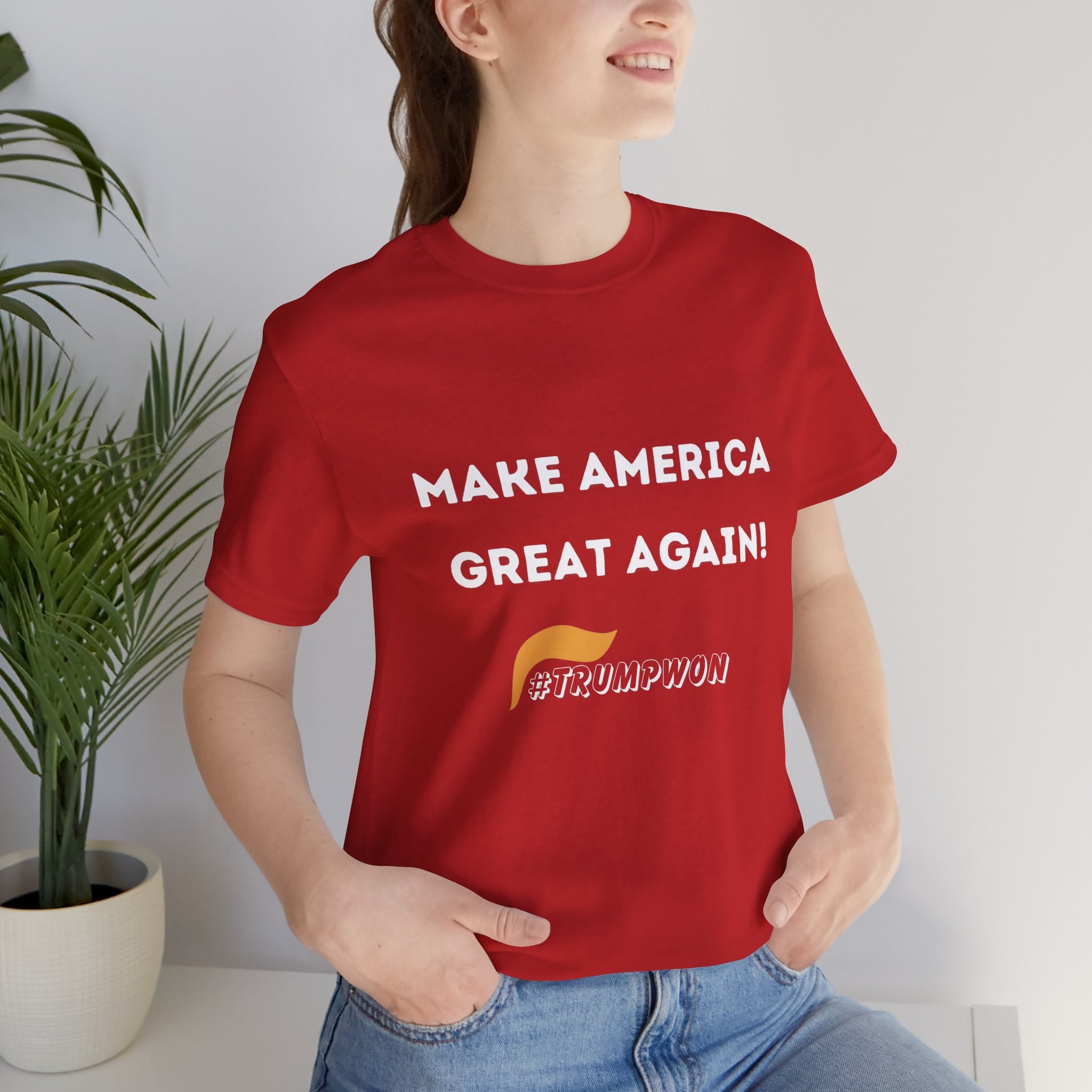 Make America Great Again #TrumpWon Mens Womans Jersey Short Sleeve Tee, Election Tee, Political Shirt, Patriotic Apparel, American Flag Clothing