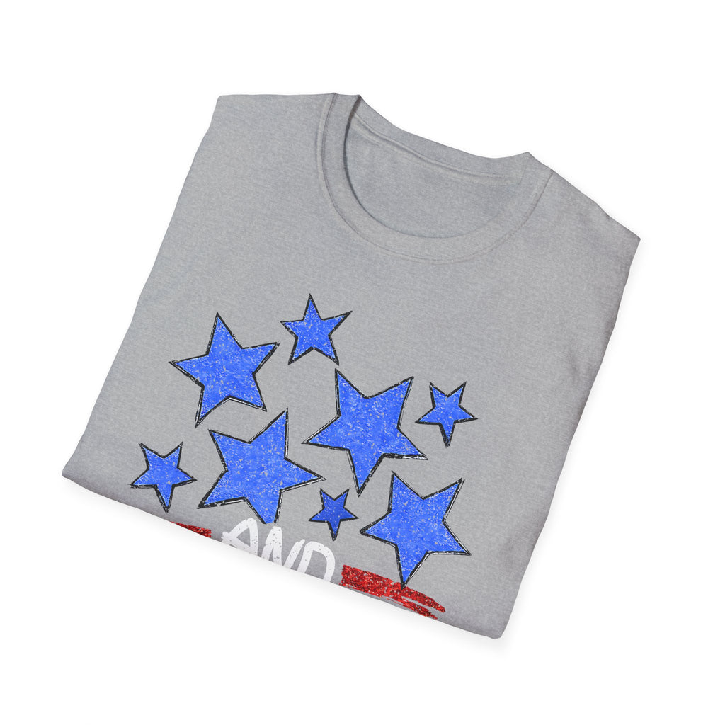 Patriotic Blue Stars Red Strips Graphic Tee (Fourth of July, Americana) T-Shirt