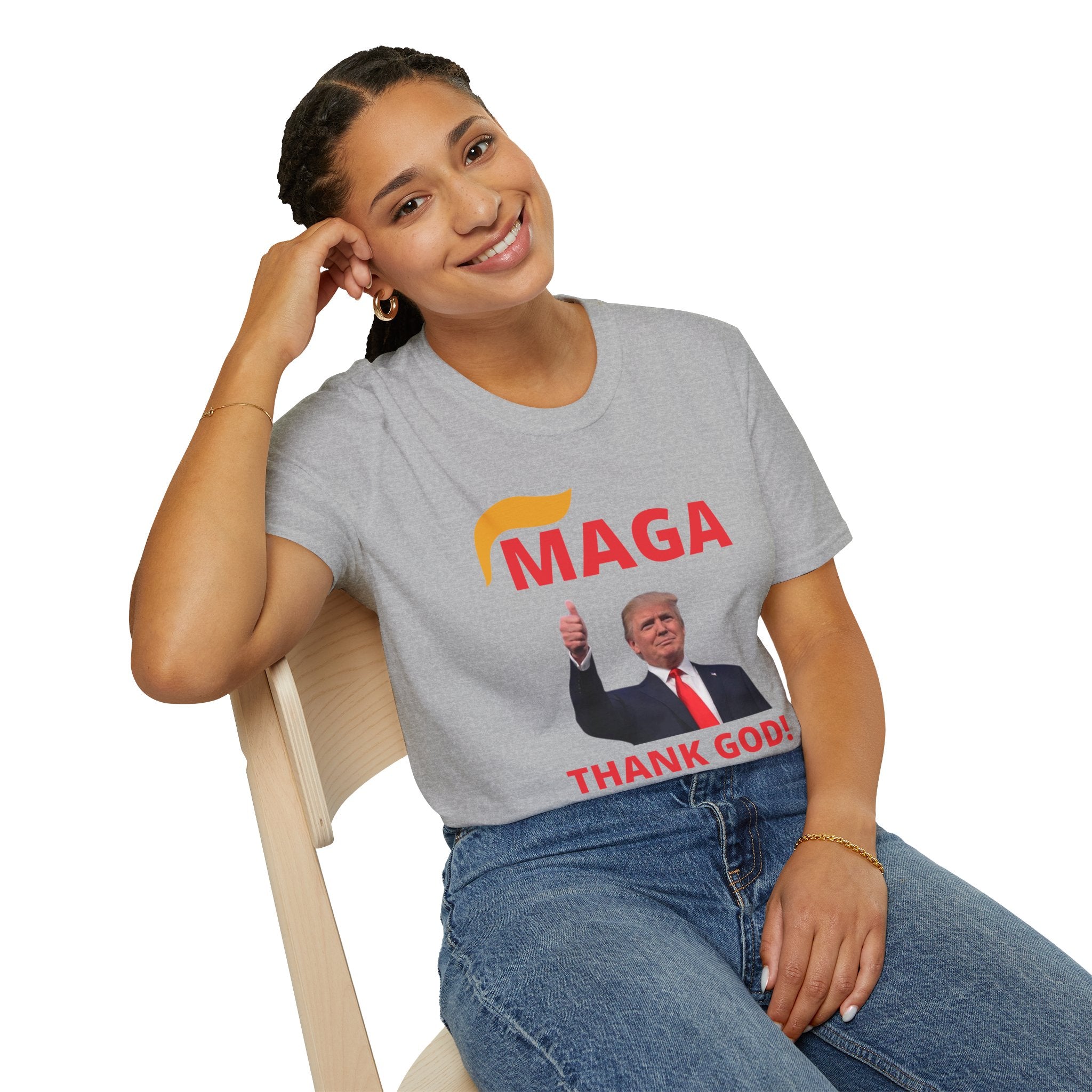 MAGA Thumbs-Up T-Shirt — "THANK GOD!" Political Statement Tee