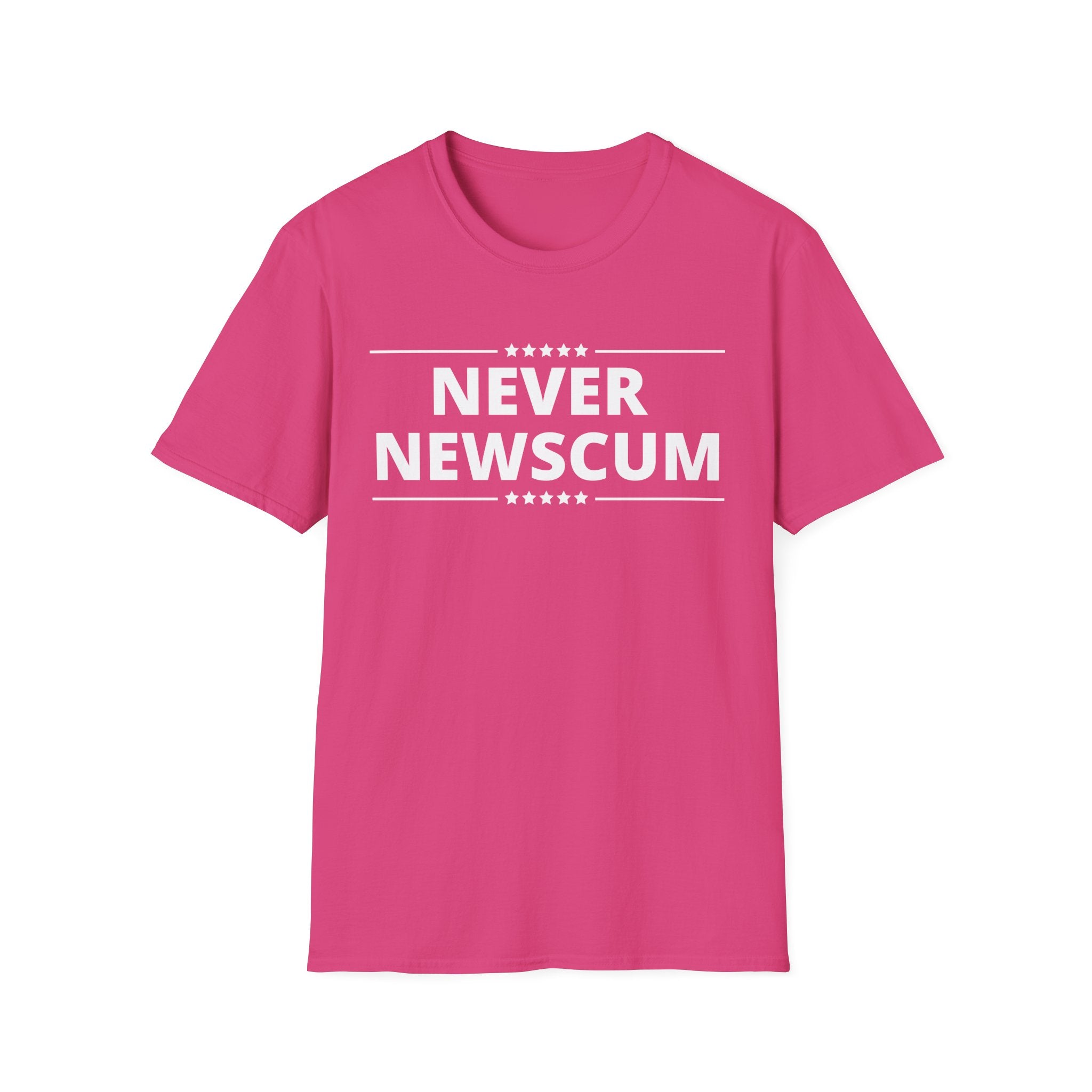 Never NewScum Mens Womans Softstyle T-Shirt, Funny Graphic Tee, Statement Shirt, Casual Wear, Gift for Friends, Political NeverNewScum.com