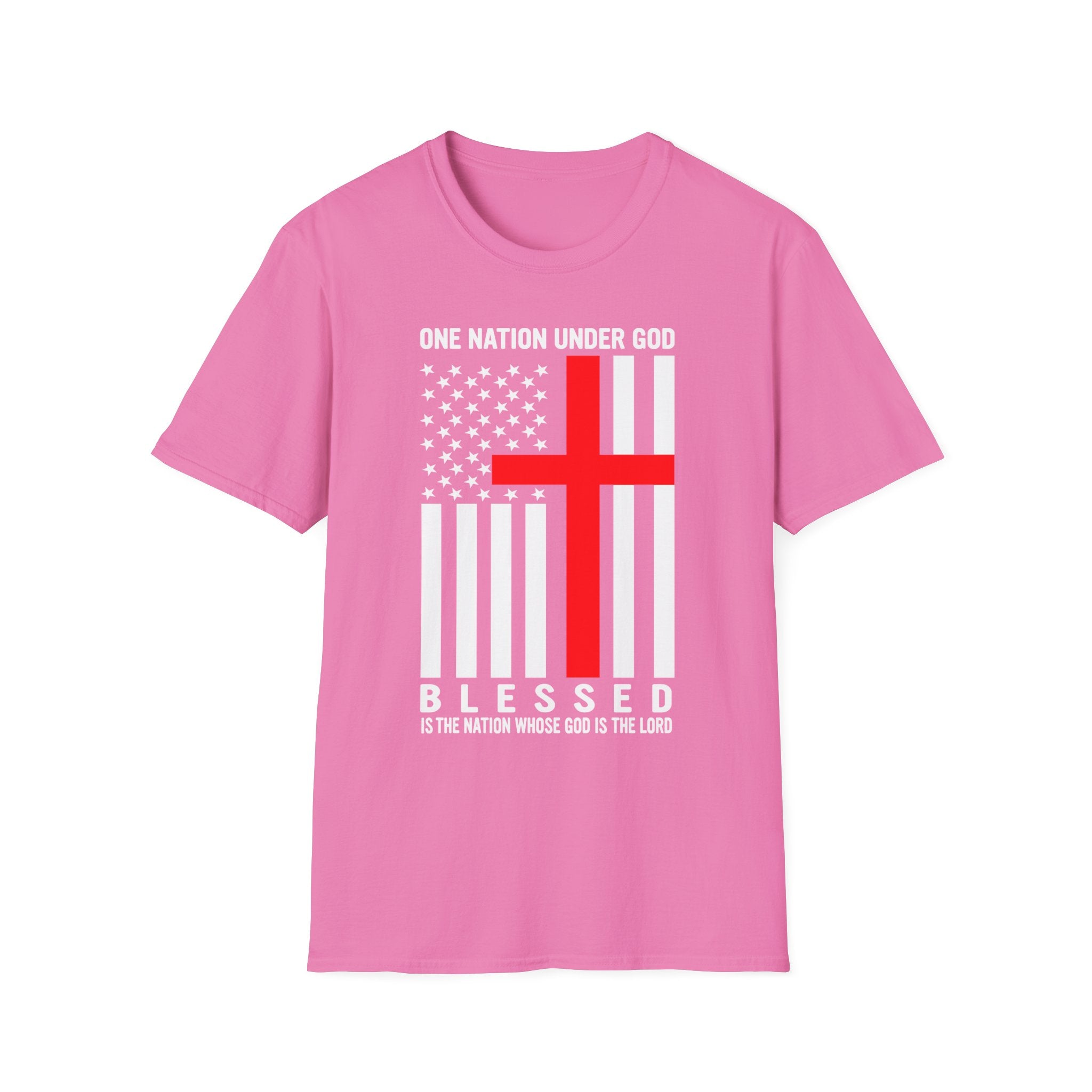 Christian Faith Unisex Softstyle T-Shirt | One Nation Under God | American Flag Tee | Religious Apparel | Inspirational Gift