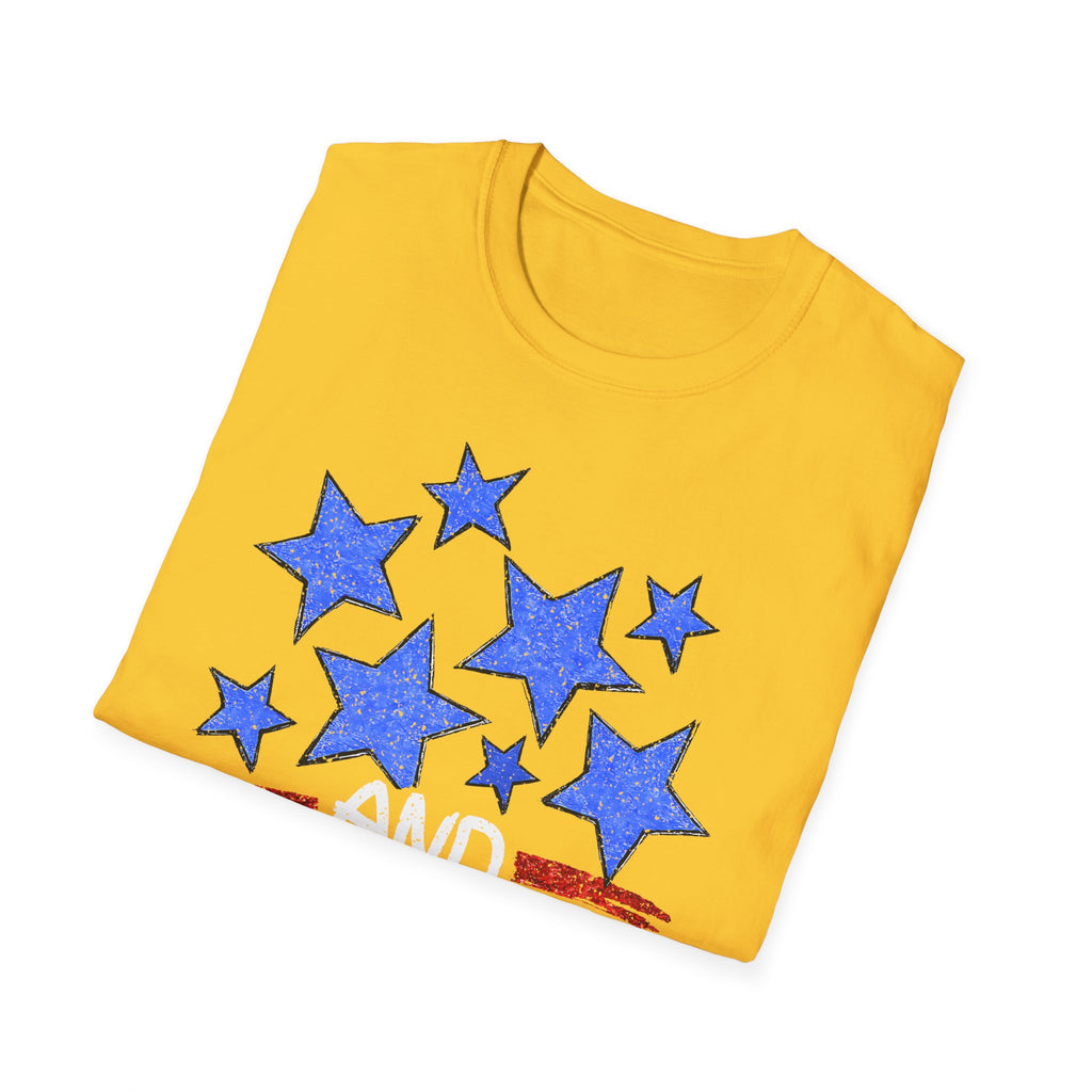 Patriotic Blue Stars Red Strips Graphic Tee (Fourth of July, Americana) T-Shirt