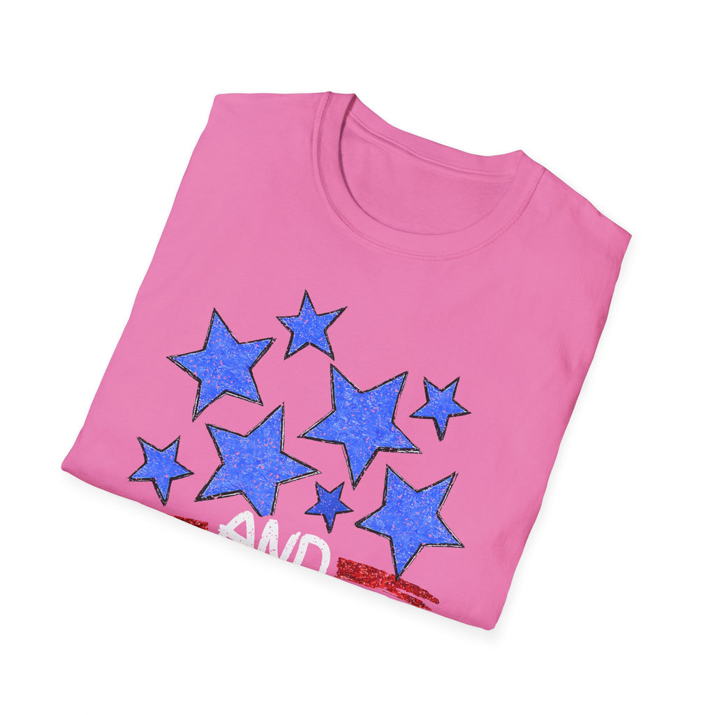 Patriotic Blue Stars Red Strips Graphic Tee (Fourth of July, Americana) T-Shirt
