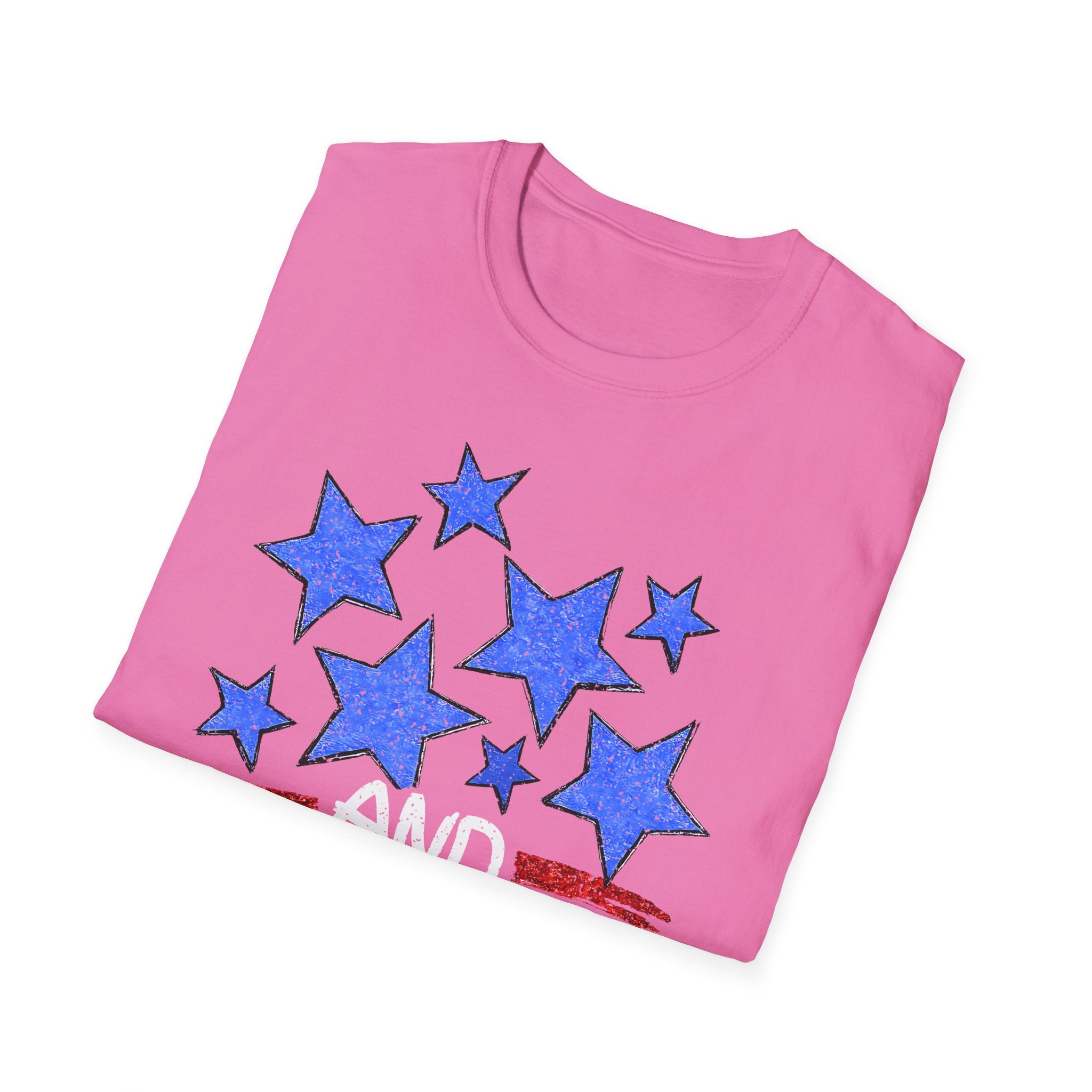 Patriotic Blue Stars Red Strips Graphic Tee (Fourth of July, Americana) T-Shirt