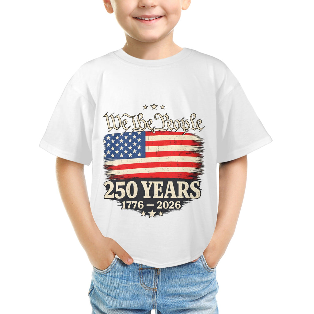 4th of July We The People 250 Years Celebration  Kids' T-Shirt in USA Size Front Print（Made in USA，Ships to USA Only）Free Shipping