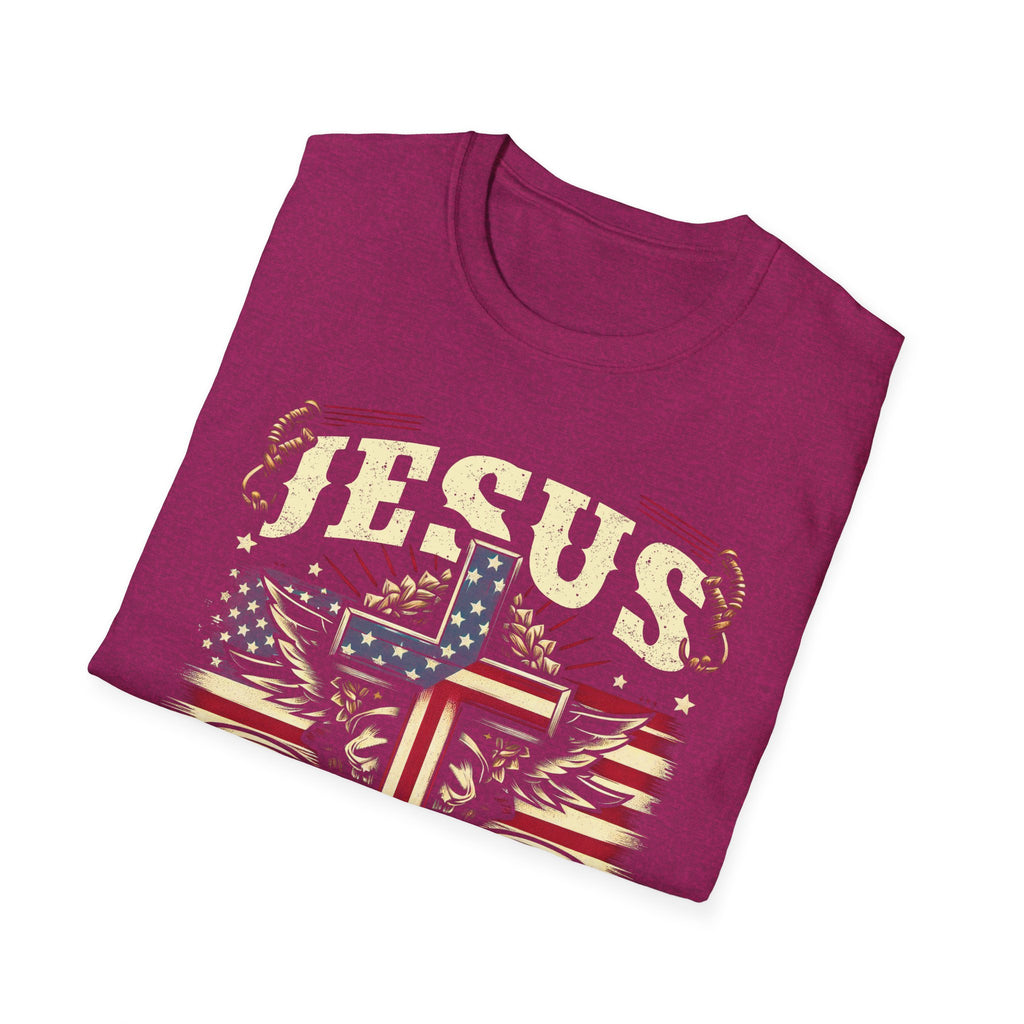 Jesus Cross Flag T-Shirt — "Jesus Is My Savior, Trump Is My President" Patriotic Christian Tee