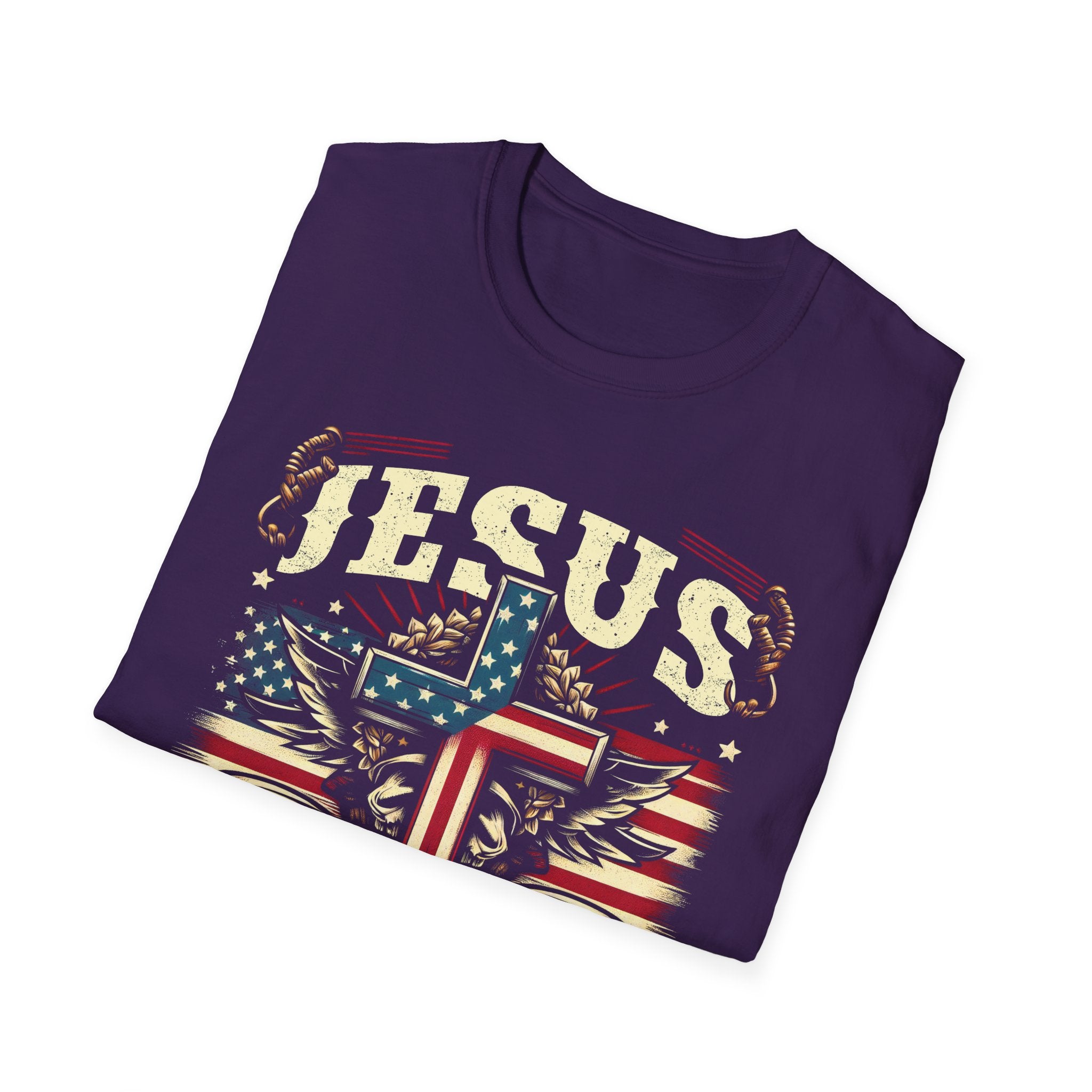Jesus Cross Flag T-Shirt — "Jesus Is My Savior, Trump Is My President" Patriotic Christian Tee
