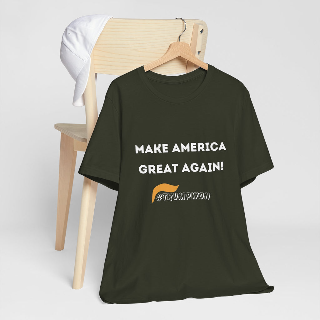 Make America Great Again #TrumpWon Mens Womans Jersey Short Sleeve Tee, Election Tee, Political Shirt, Patriotic Apparel, American Flag Clothing