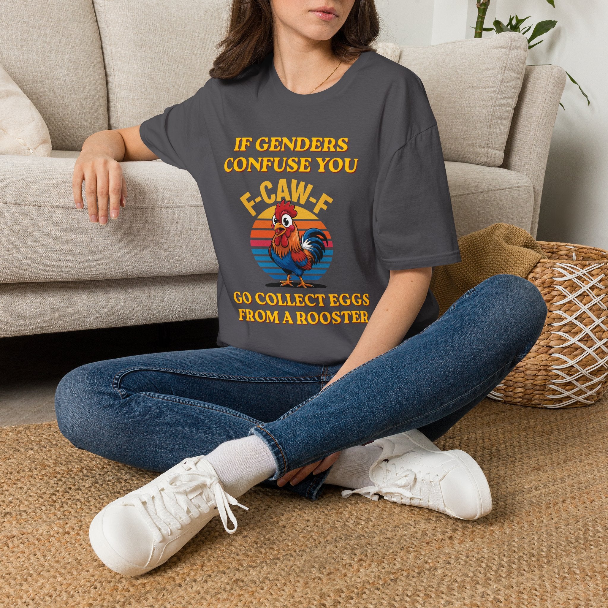 If Genders Confuse You T-Shirt — Funny Rooster "F‑Caw‑F" Graphic Tee