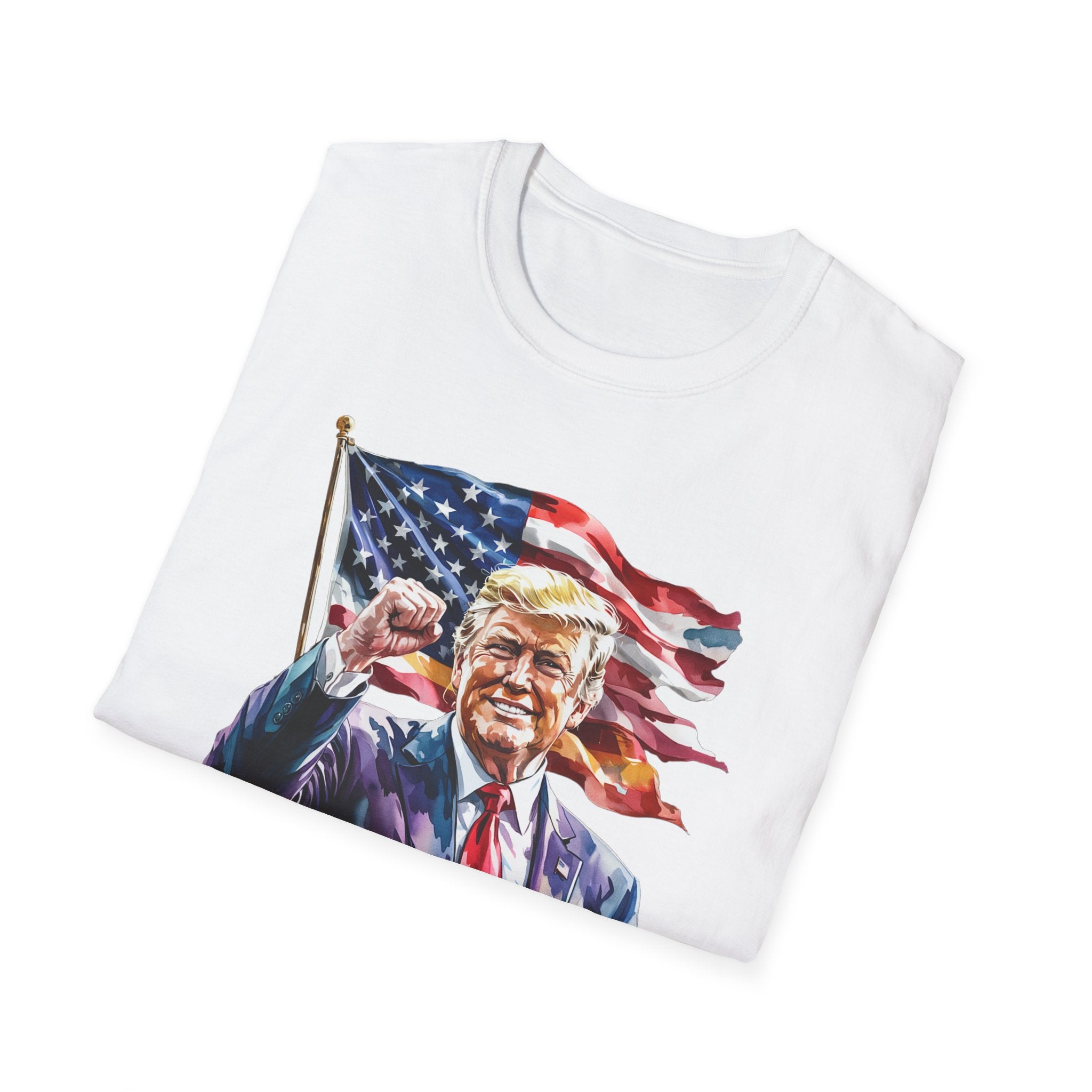 Patriotic Mens Womans Trump 2028 Softstyle T-Shirt | Support Democracy, Election 2028, American Pride, Political Apparel, Fun Gifts