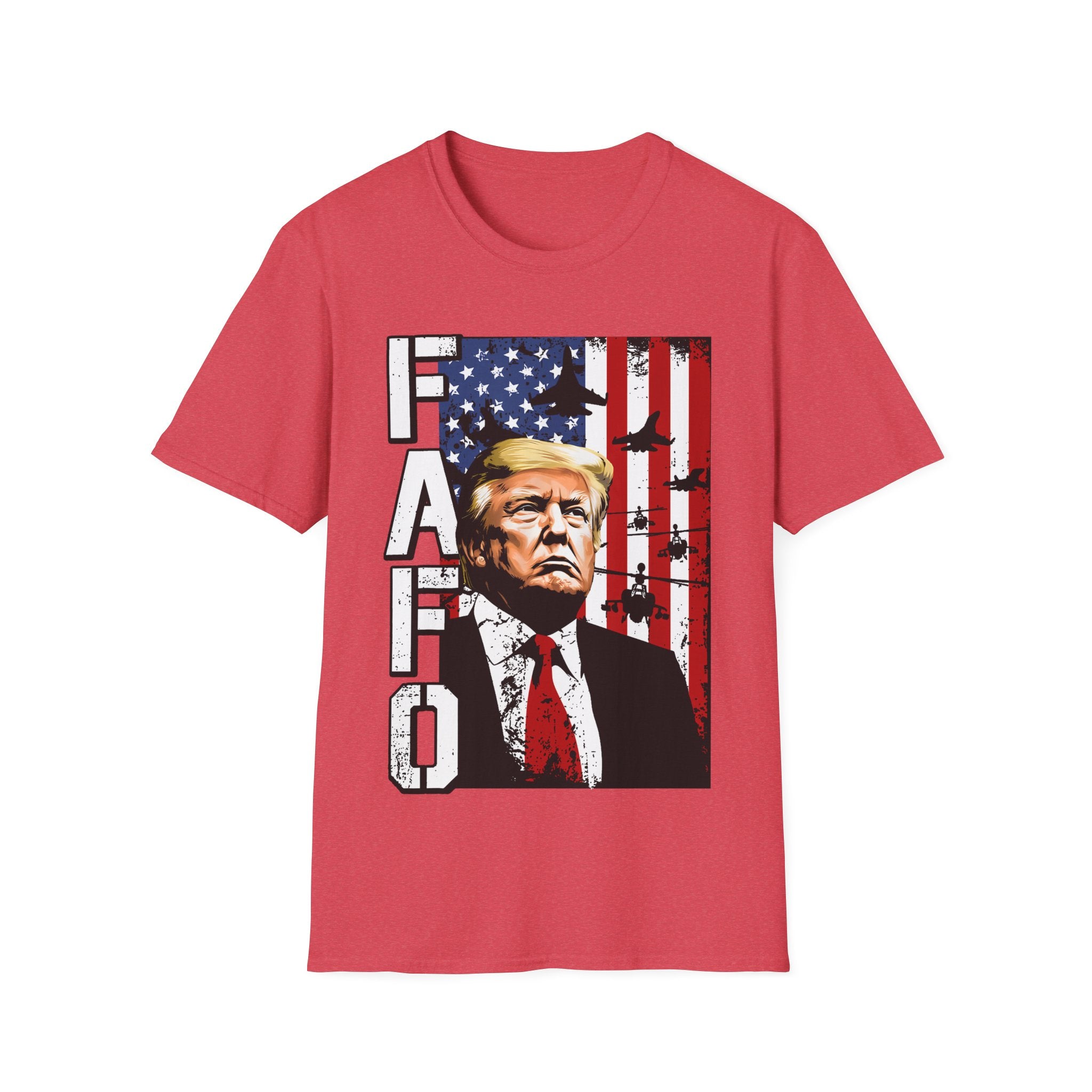 FAFO Patriotic Political Portrait T-Shirt | Flag Background, Bold Lettering