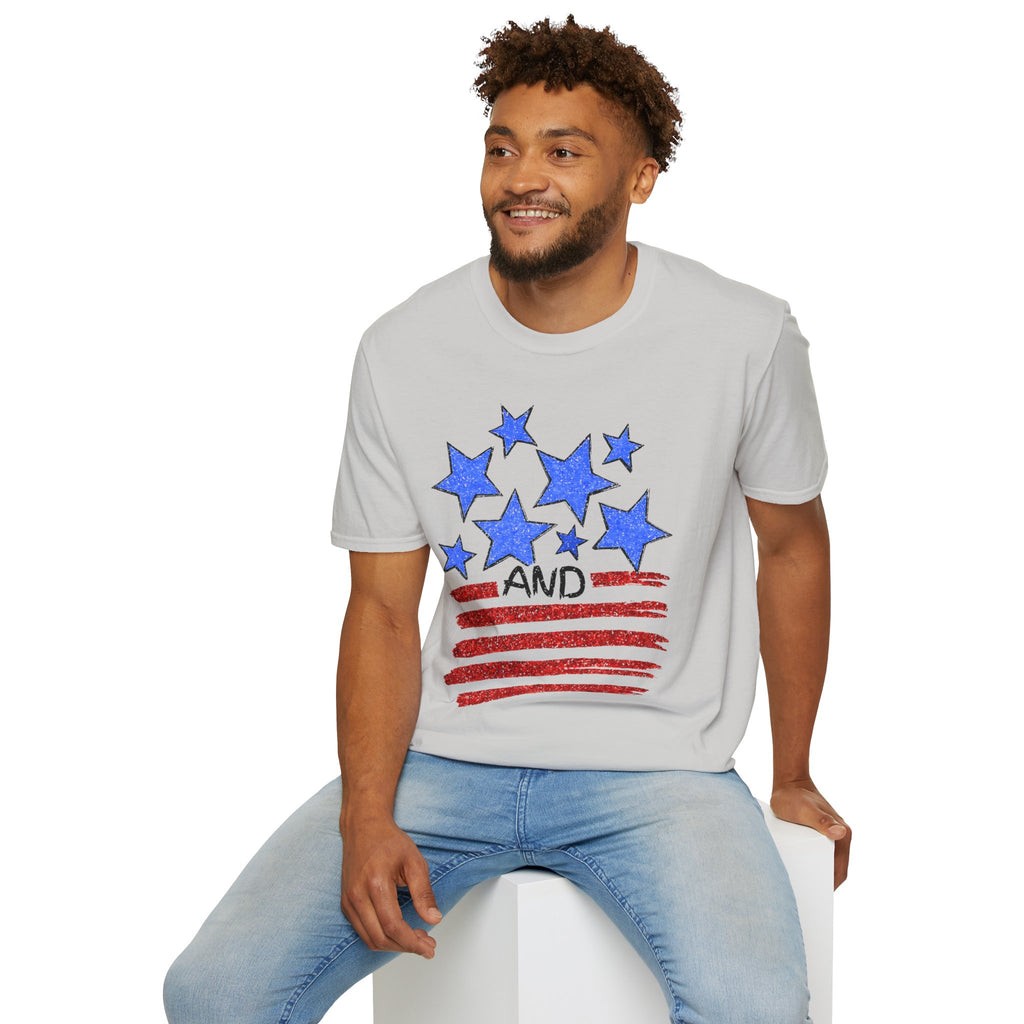 American Flag T-Shirt - Blue Stars & Stripes Patriotic Tee