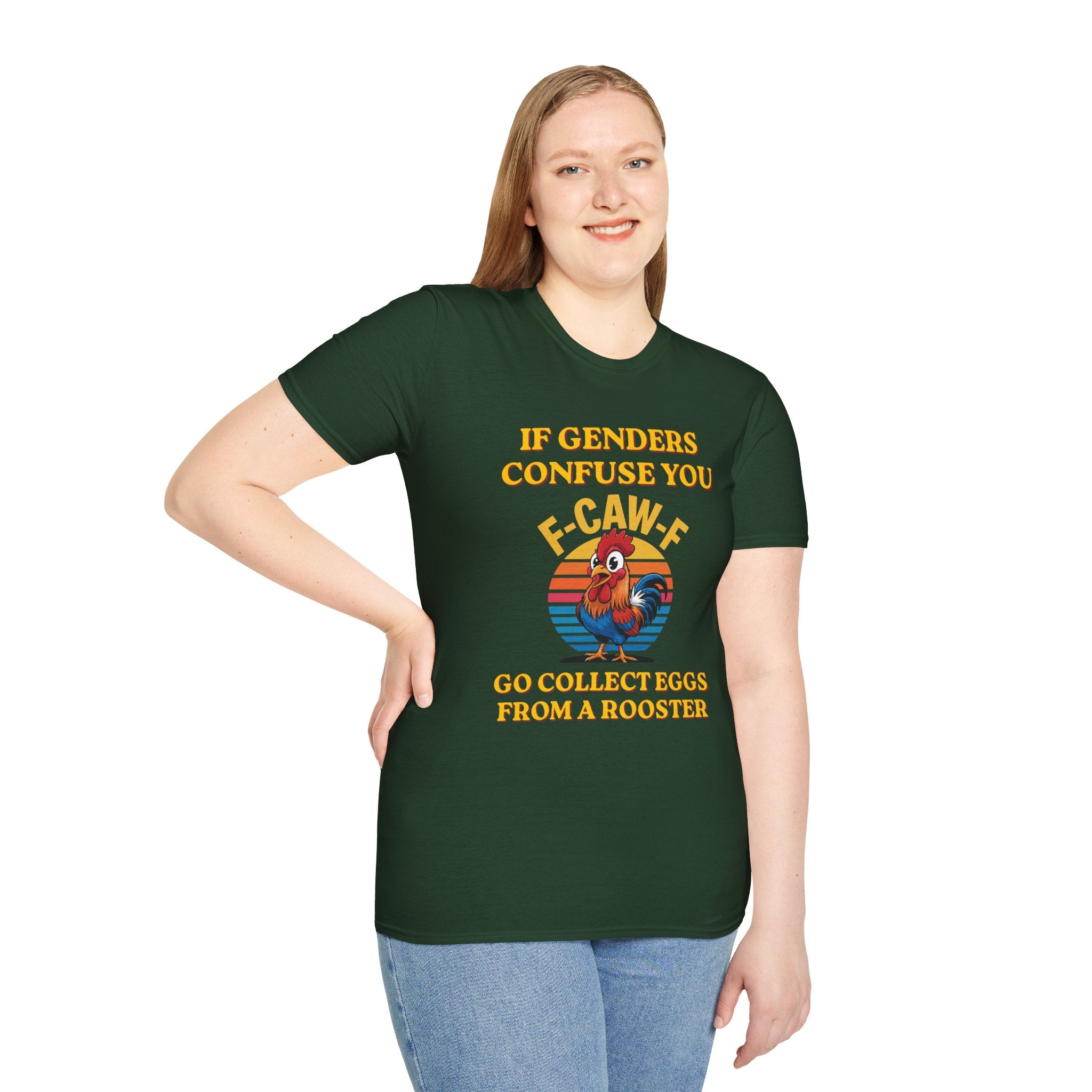 If Genders Confuse You T-Shirt — Funny Rooster "F‑Caw‑F" Graphic Tee