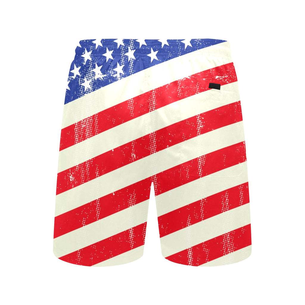 American Flag Men's Mid-Length Beach Shorts