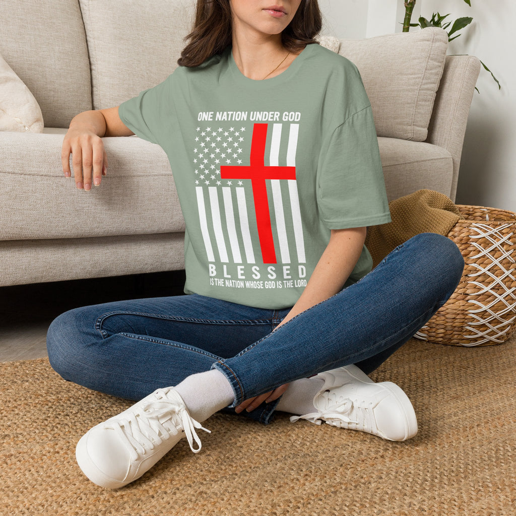 Christian Faith Mens Womans Softstyle T-Shirt | One Nation Under God | American Flag Tee | Religious Apparel | Inspirational Gift