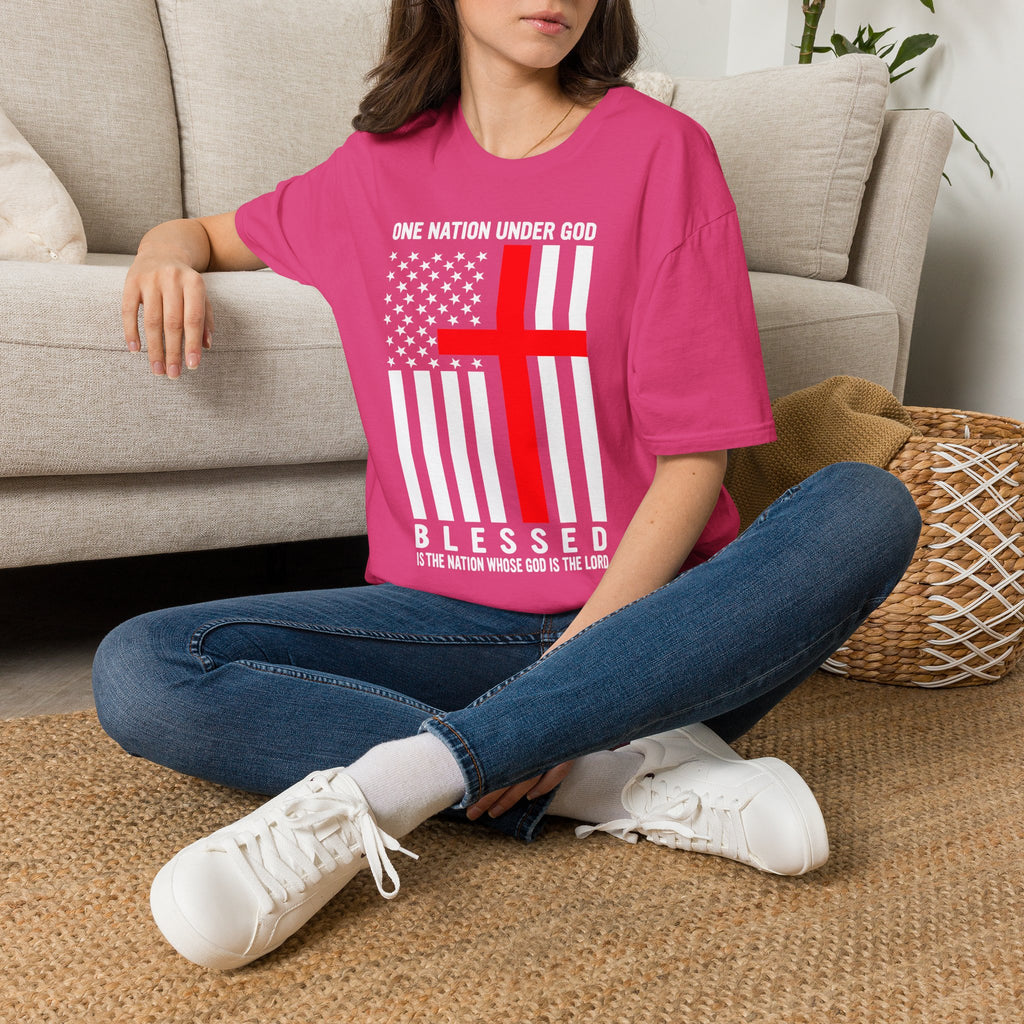 Christian Faith Mens Womans Softstyle T-Shirt | One Nation Under God | American Flag Tee | Religious Apparel | Inspirational Gift