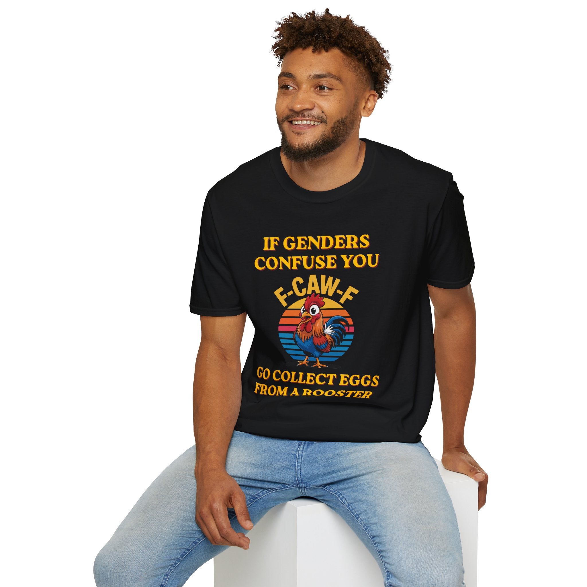 If Genders Confuse You T-Shirt — Funny Rooster "F‑Caw‑F" Graphic Tee