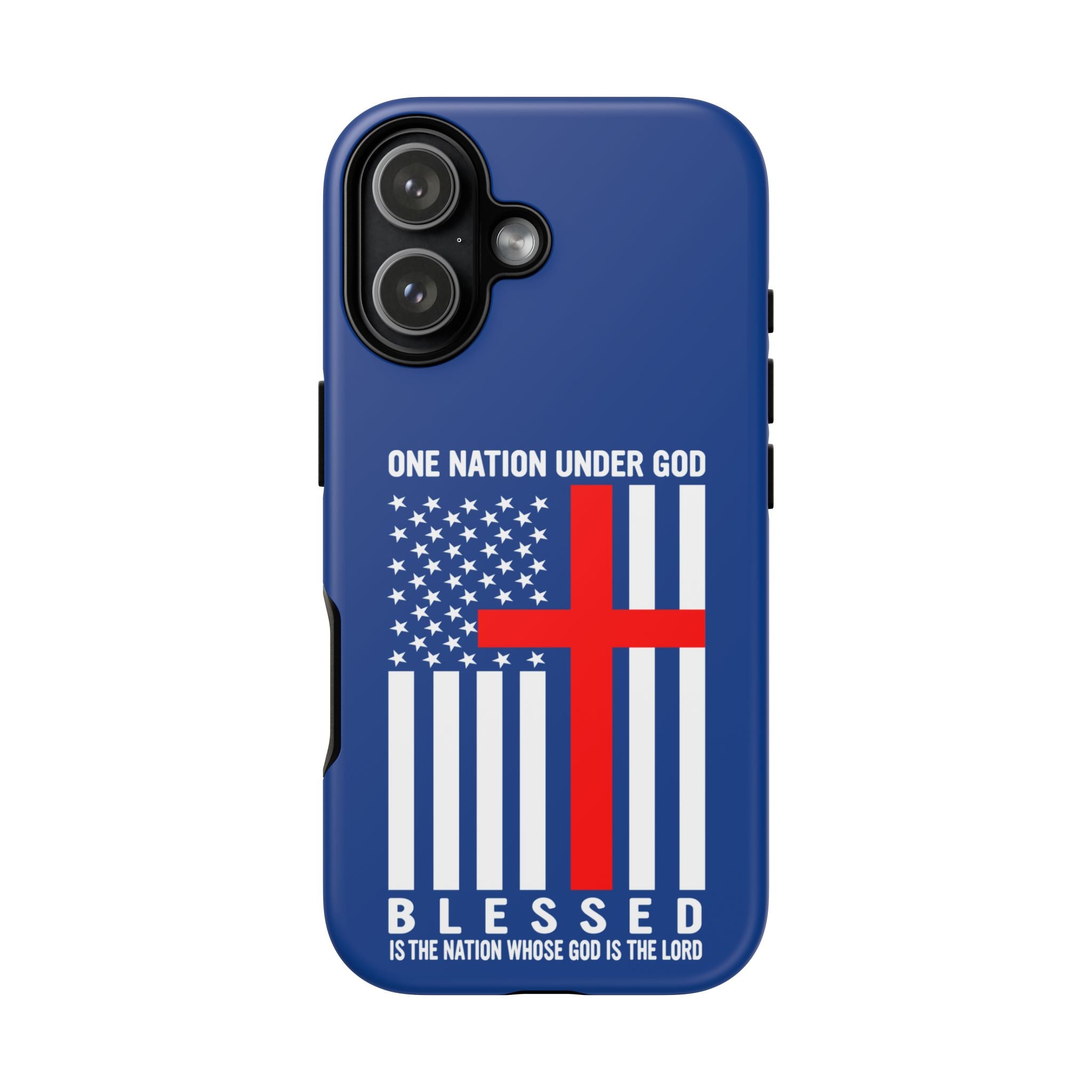 Patriotic Christian Phone Case - "One Nation Under God" Red Cross USA Flag