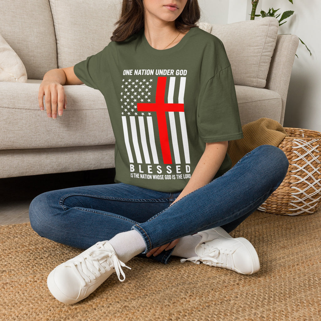 Christian Faith Mens Womans Softstyle T-Shirt | One Nation Under God | American Flag Tee | Religious Apparel | Inspirational Gift