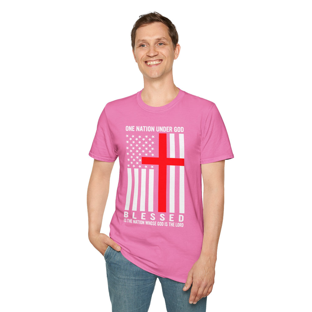 Christian Faith Mens Womans Softstyle T-Shirt | One Nation Under God | American Flag Tee | Religious Apparel | Inspirational Gift