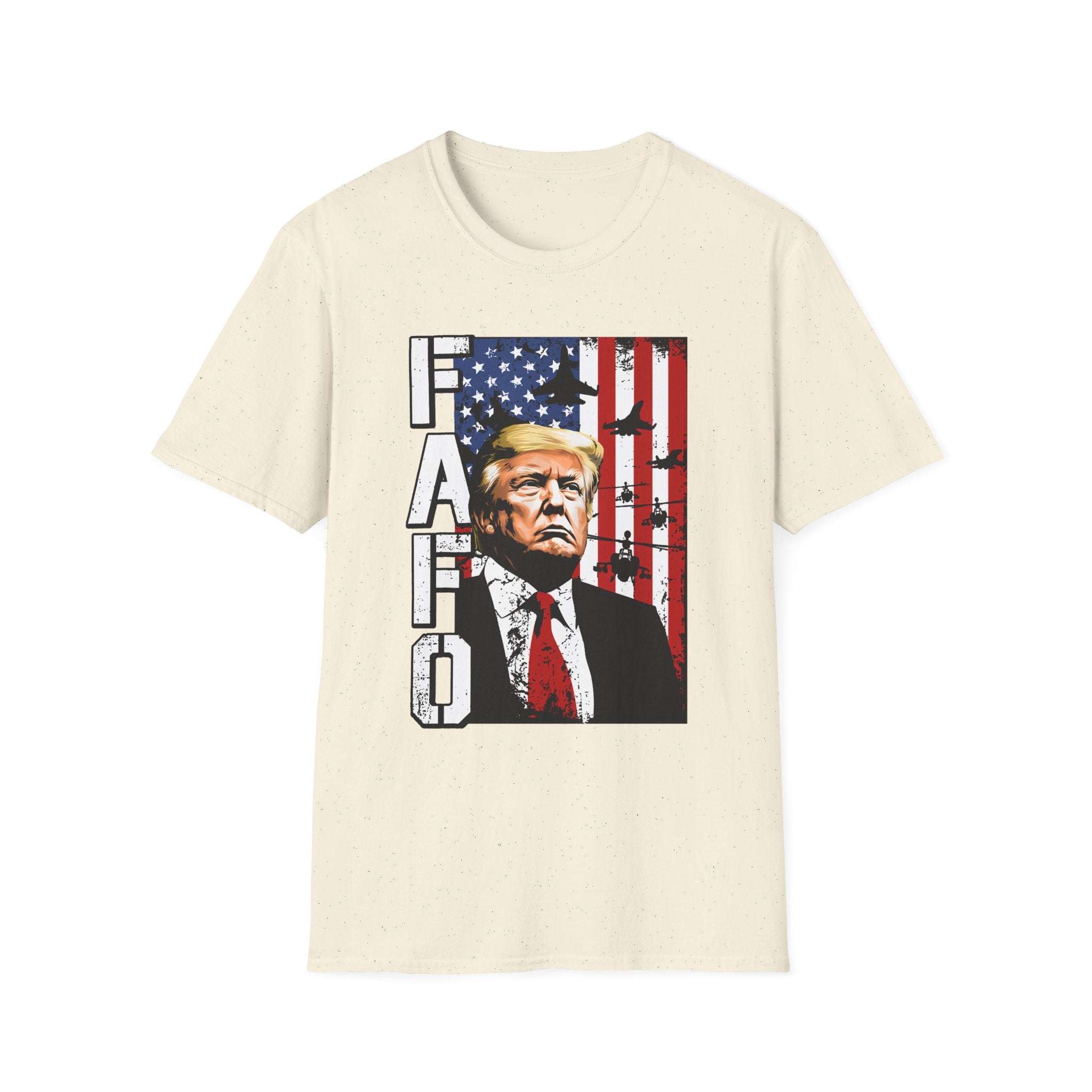 FAFO Patriotic Political Portrait T-Shirt | Flag Background, Bold Lettering