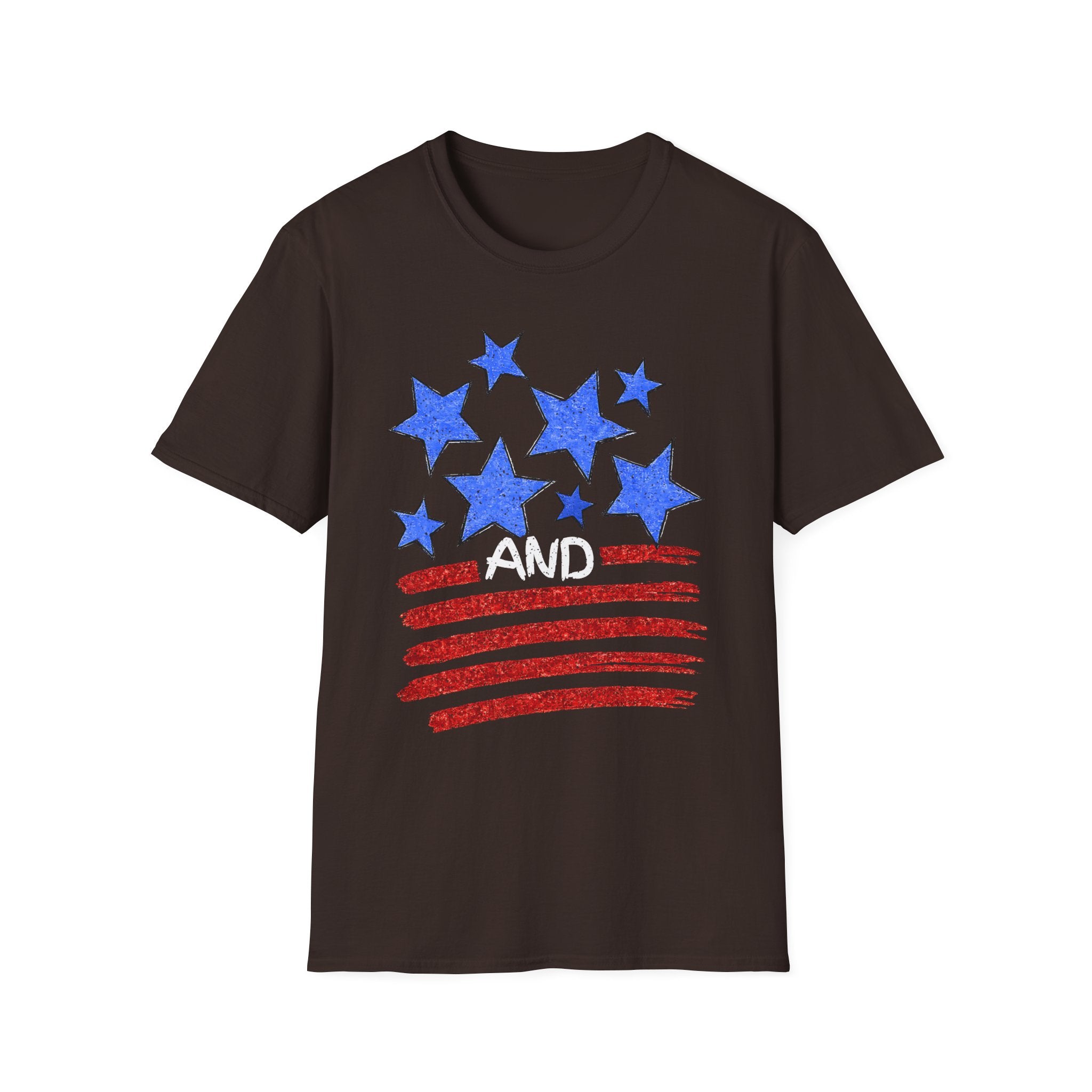 Patriotic Blue Stars Red Strips Graphic Tee (Fourth of July, Americana) T-Shirt