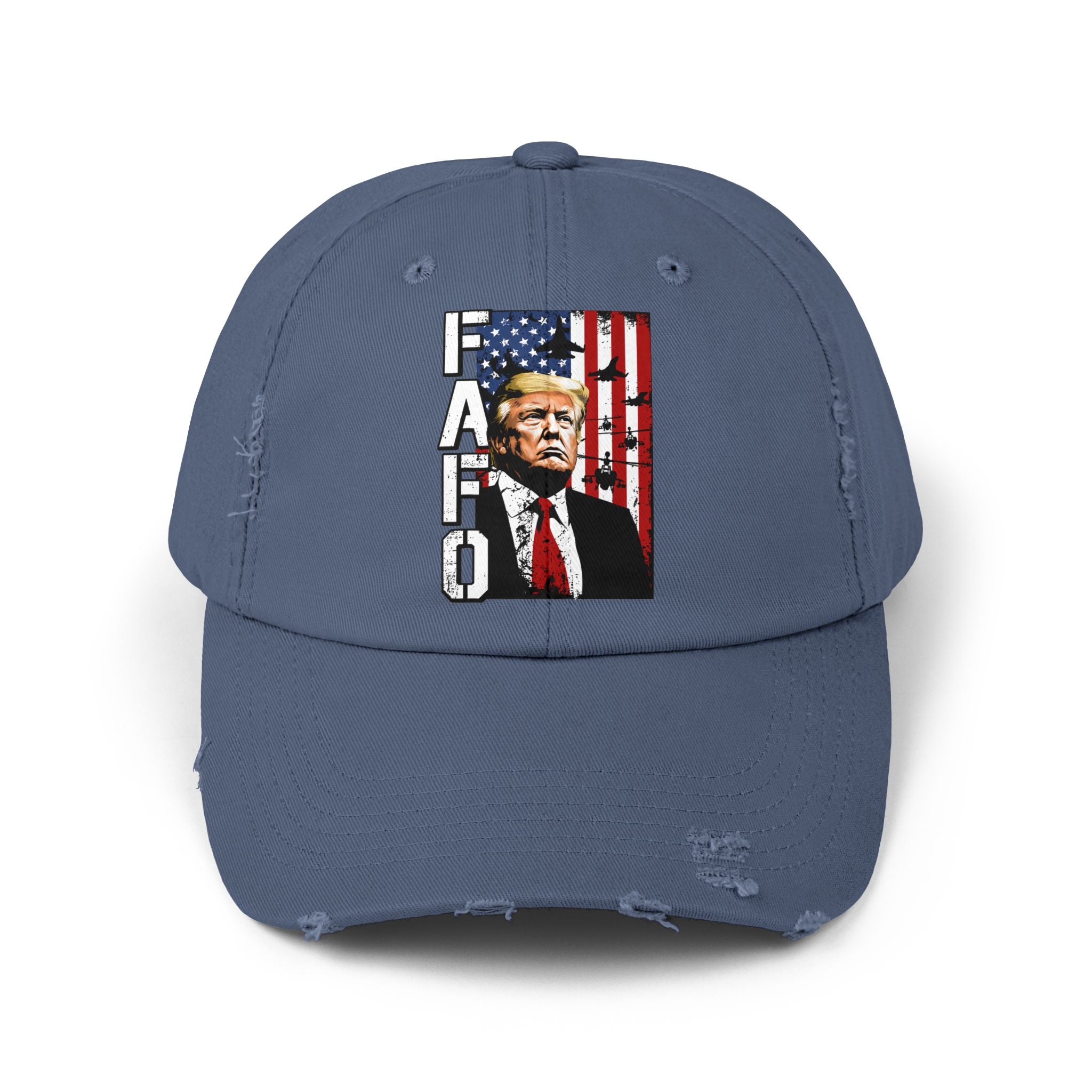 FAFO Portrait Cap | Distressed Black Hat, American Flag Design