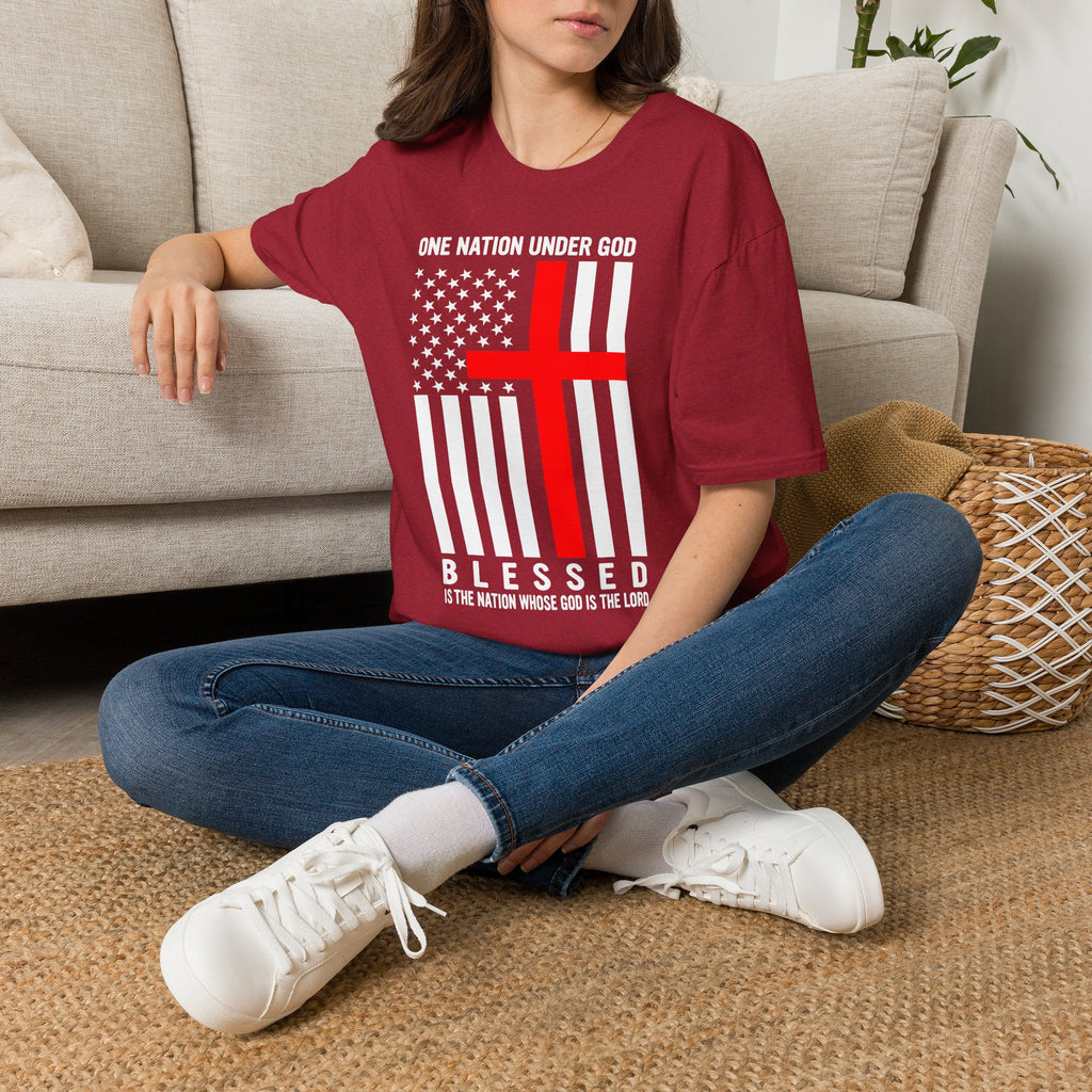 Christian Faith Mens Womans Softstyle T-Shirt | One Nation Under God | American Flag Tee | Religious Apparel | Inspirational Gift