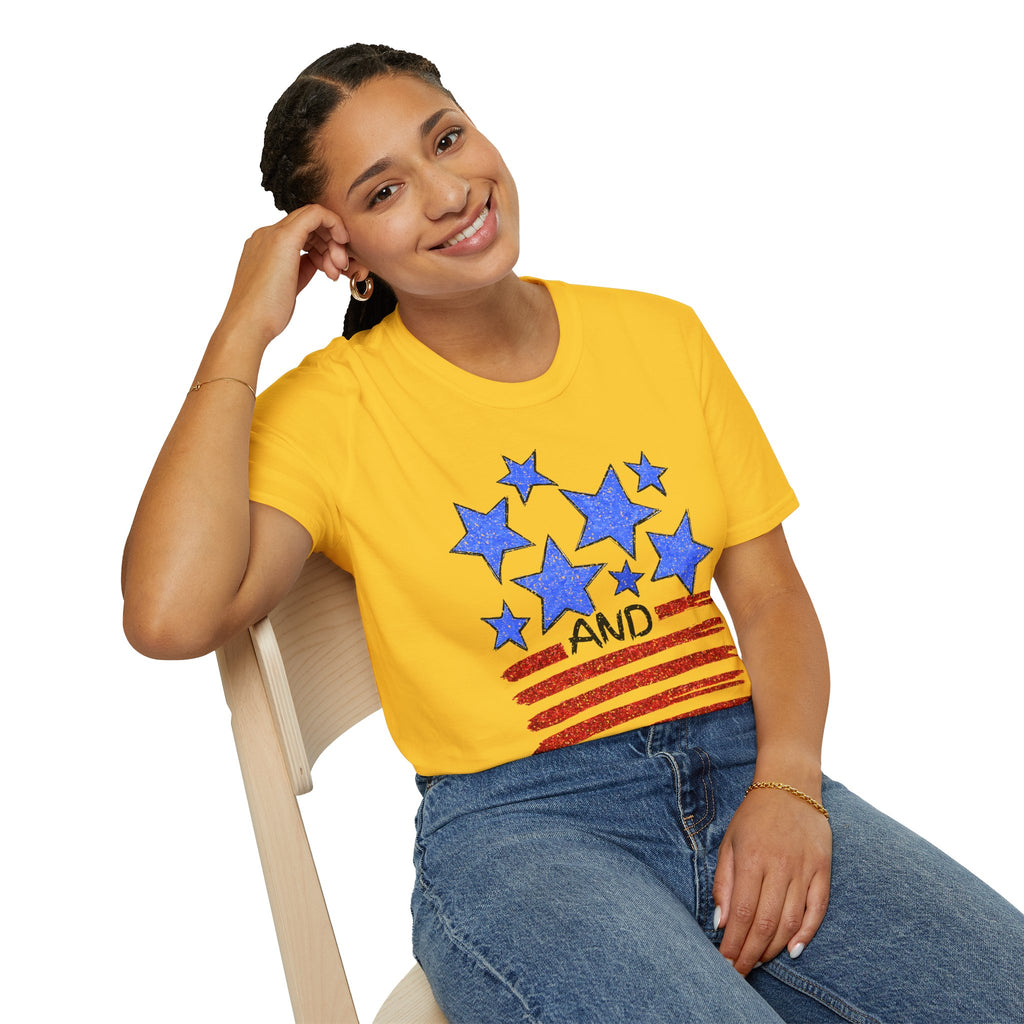 American Flag T-Shirt - Blue Stars & Stripes Patriotic Tee