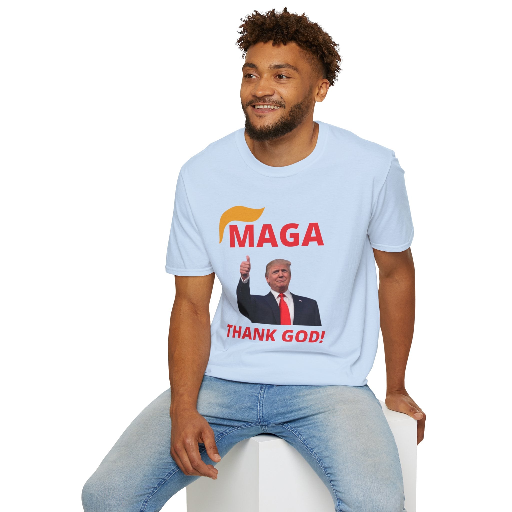 MAGA Thumbs-Up T-Shirt — "THANK GOD!" Political Statement Tee