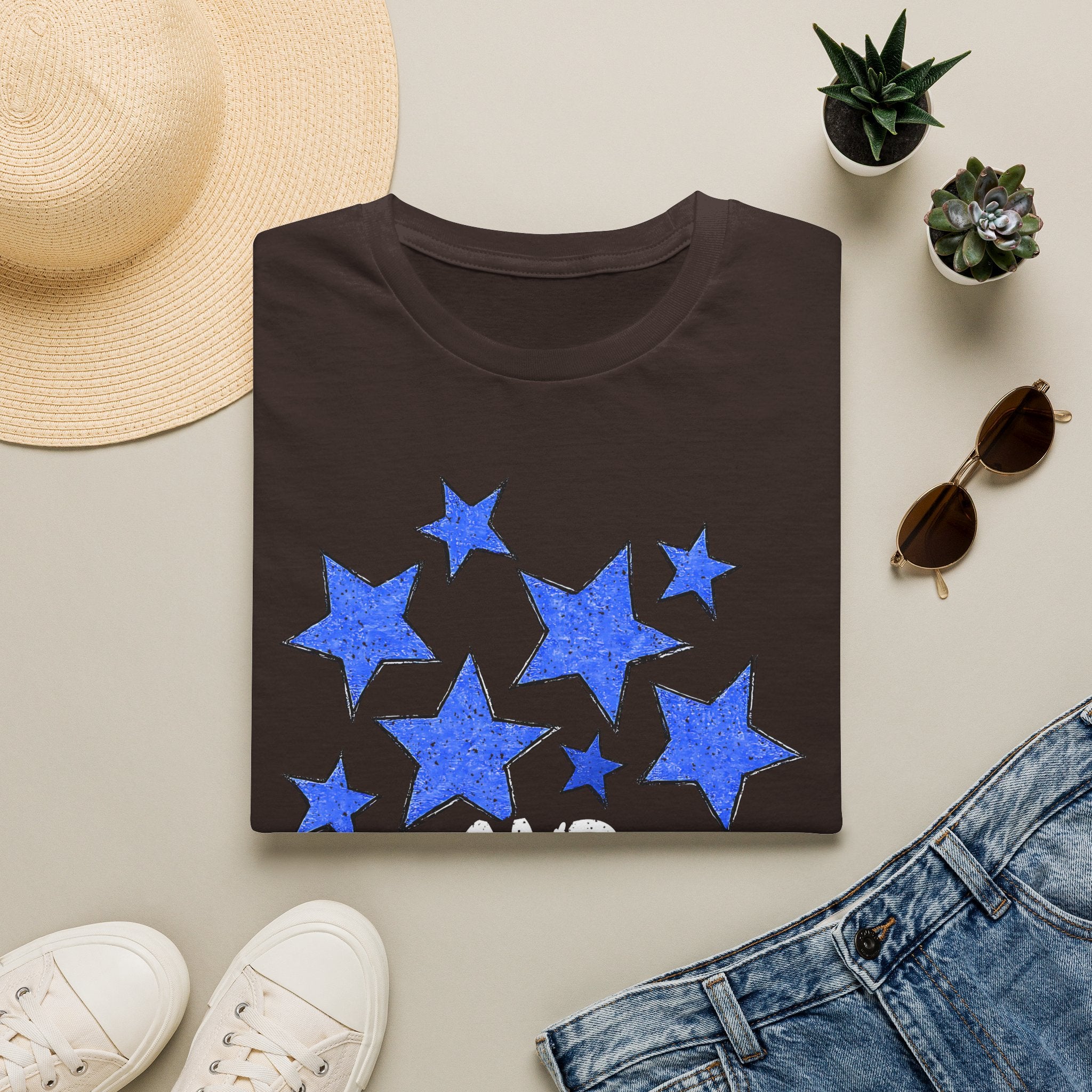 Patriotic Blue Stars Red Strips Graphic Tee (Fourth of July, Americana) T-Shirt