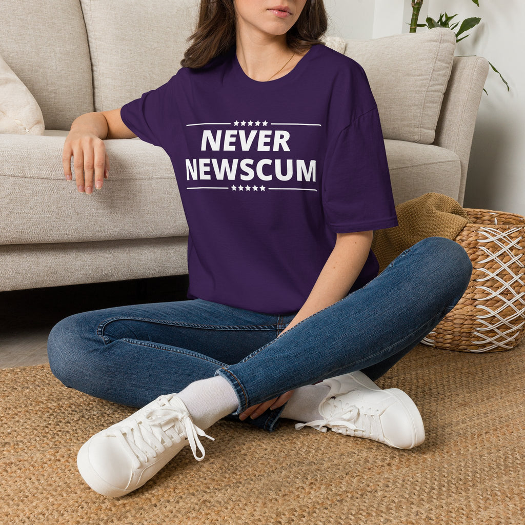 Never NewScum Mens Womans Softstyle T-Shirt, Funny Graphic Tee, Statement Shirt, Casual Wear, Gift for Friends, Political NeverNewScum.com