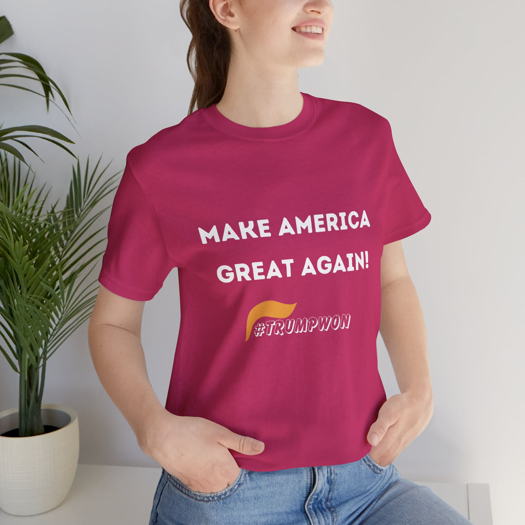 Make America Great Again #TrumpWon Mens Womans Jersey Short Sleeve Tee, Election Tee, Political Shirt, Patriotic Apparel, American Flag Clothing