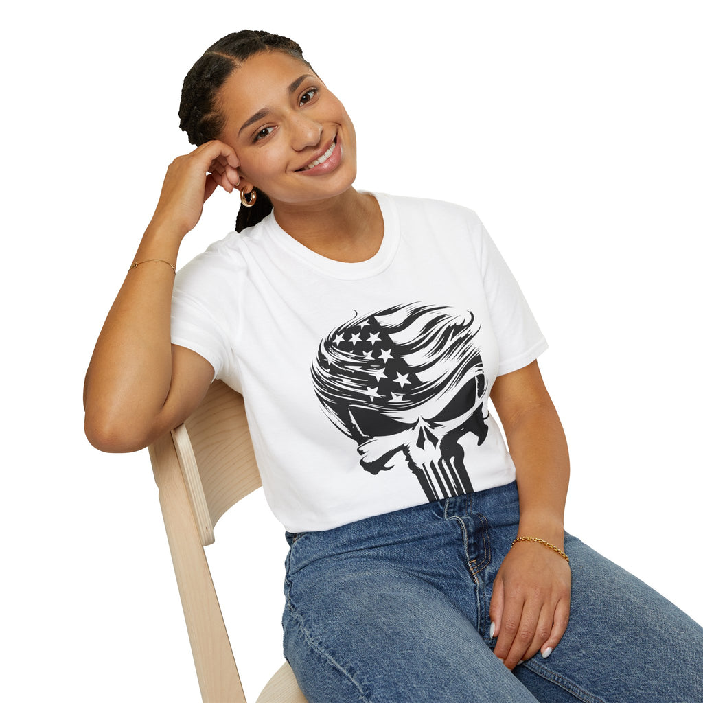 Punisher Patriotic Skull Graphic T-Shirt | Mens Womans  Softstyle Tee, Unique Gift, Casual Wear, Festival Apparel, Statement Shirt