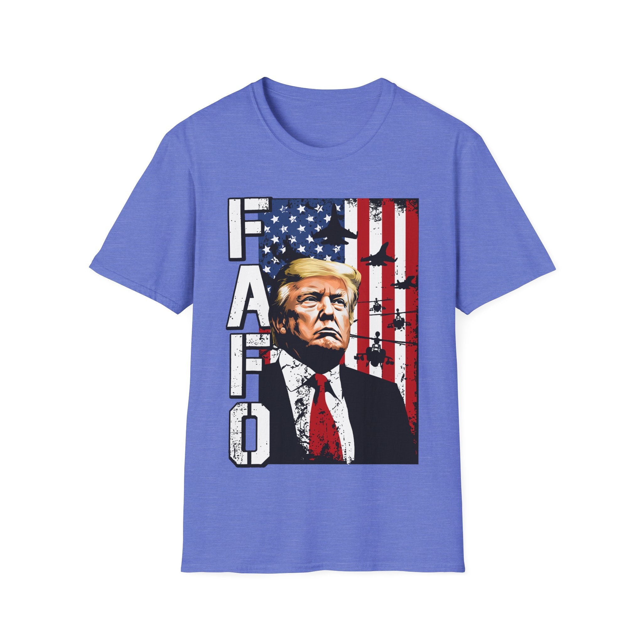 FAFO Patriotic Political Portrait T-Shirt | Flag Background, Bold Lettering
