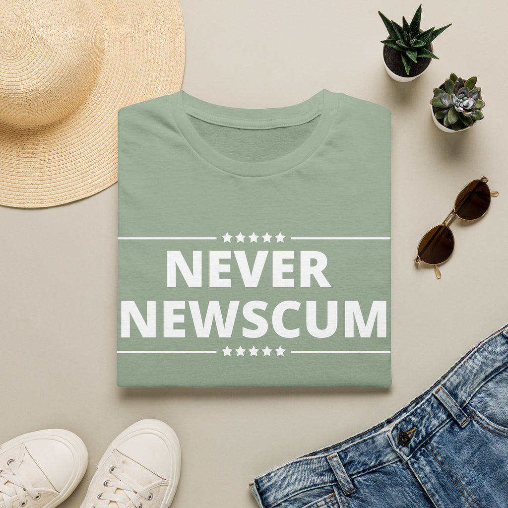Never NewScum Mens Womans Softstyle T-Shirt, Funny Graphic Tee, Statement Shirt, Casual Wear, Gift for Friends, Political NeverNewScum.com