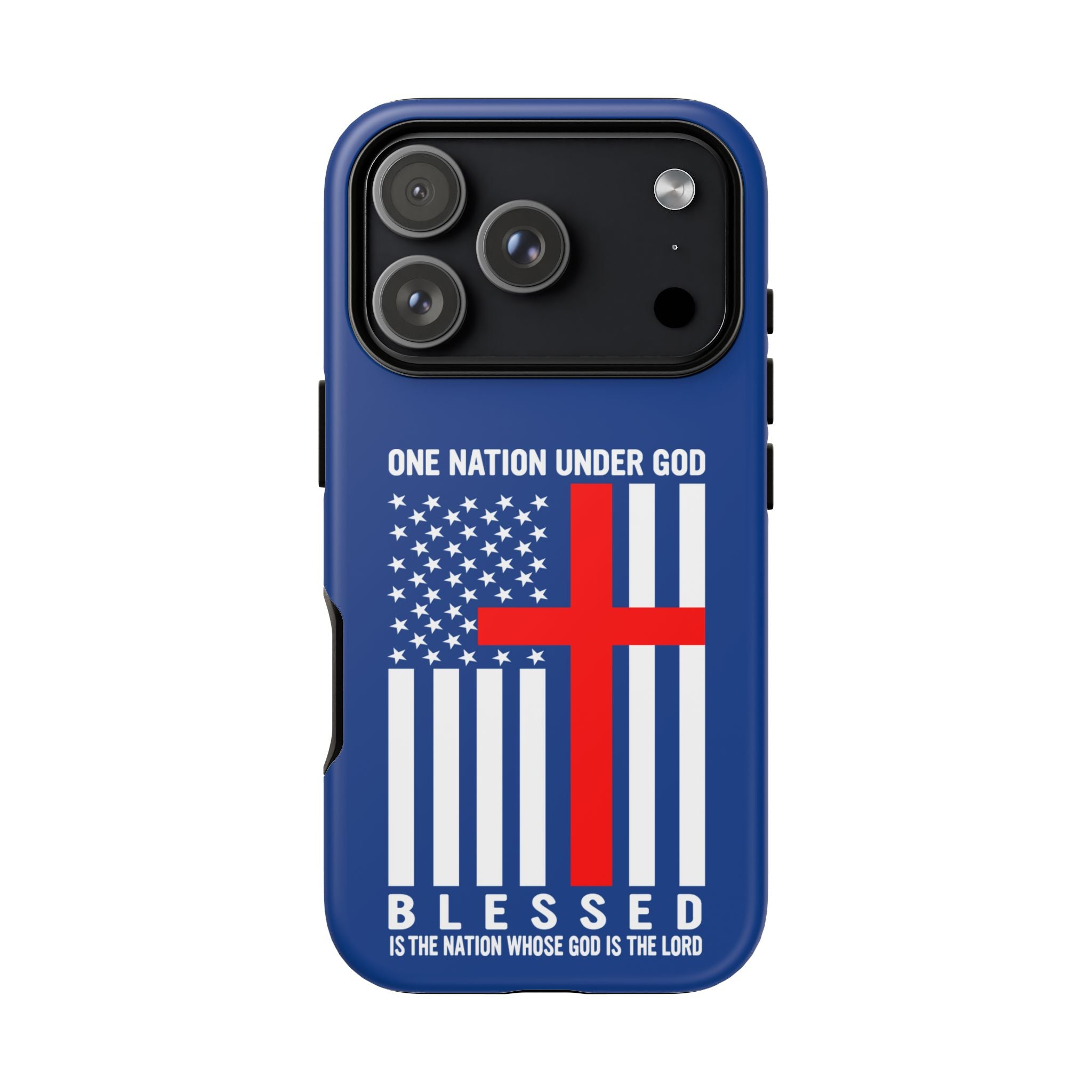 Patriotic Christian Phone Case - "One Nation Under God" Red Cross USA Flag
